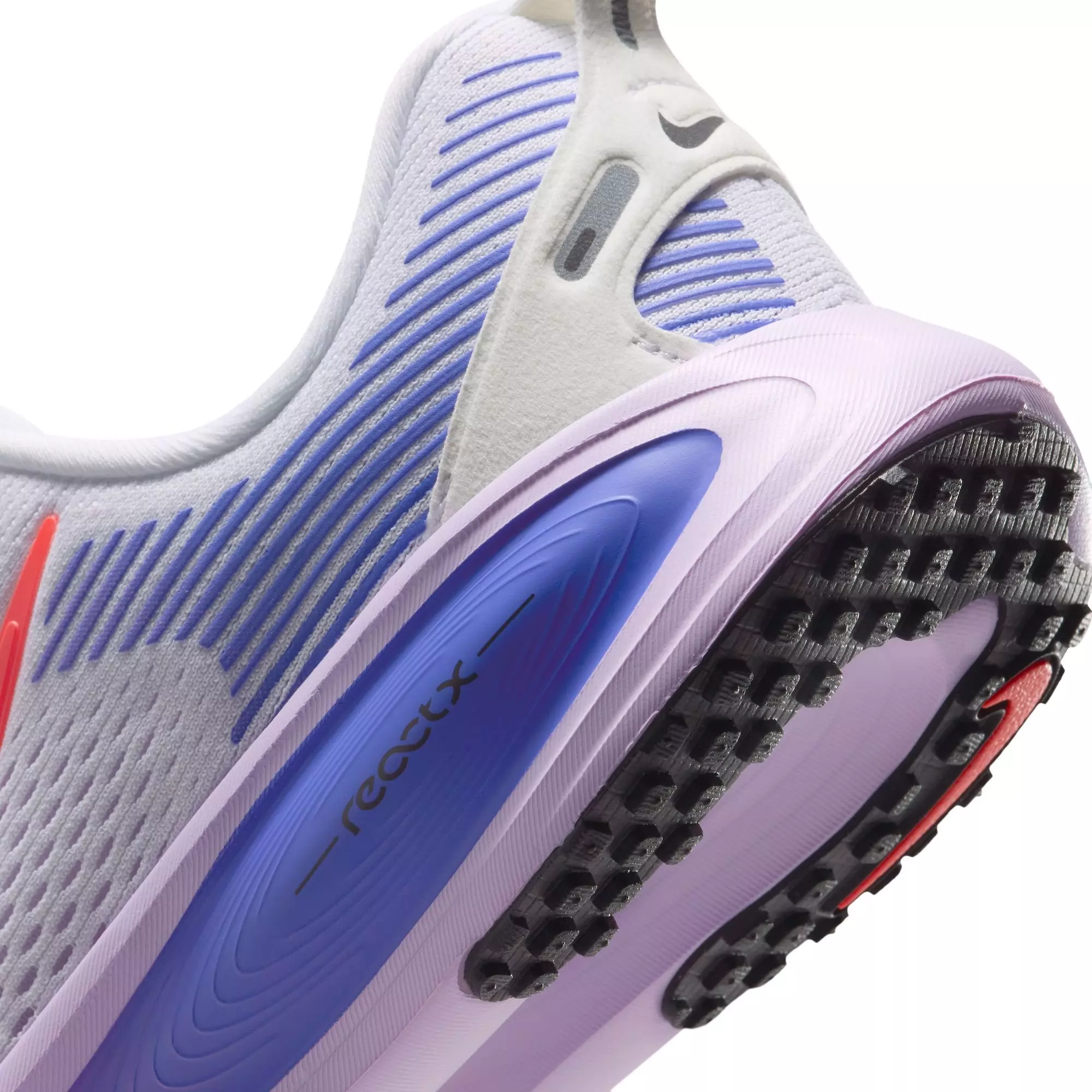 Nike Vomero 18 "White/Hot Lava/Violet Mist/Sapphire" Grade School Girls' Road Running Shoe - WHITE/PURPLE