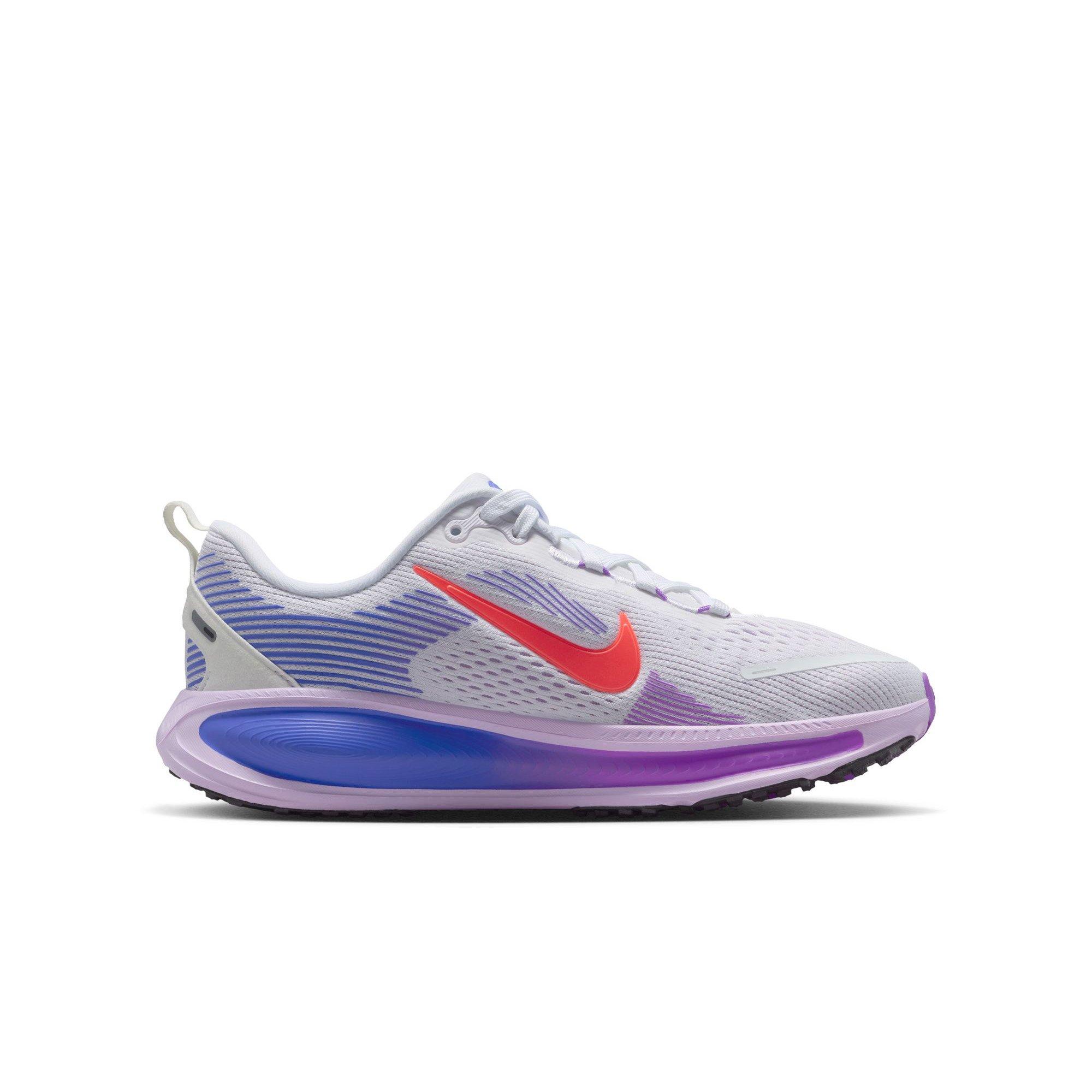 Nike Vomero 18 "White/Hot Lava/Violet Mist/Sapphire" Grade School Girls' Road Running Shoe - WHITE/PURPLE Thumbnail View 2