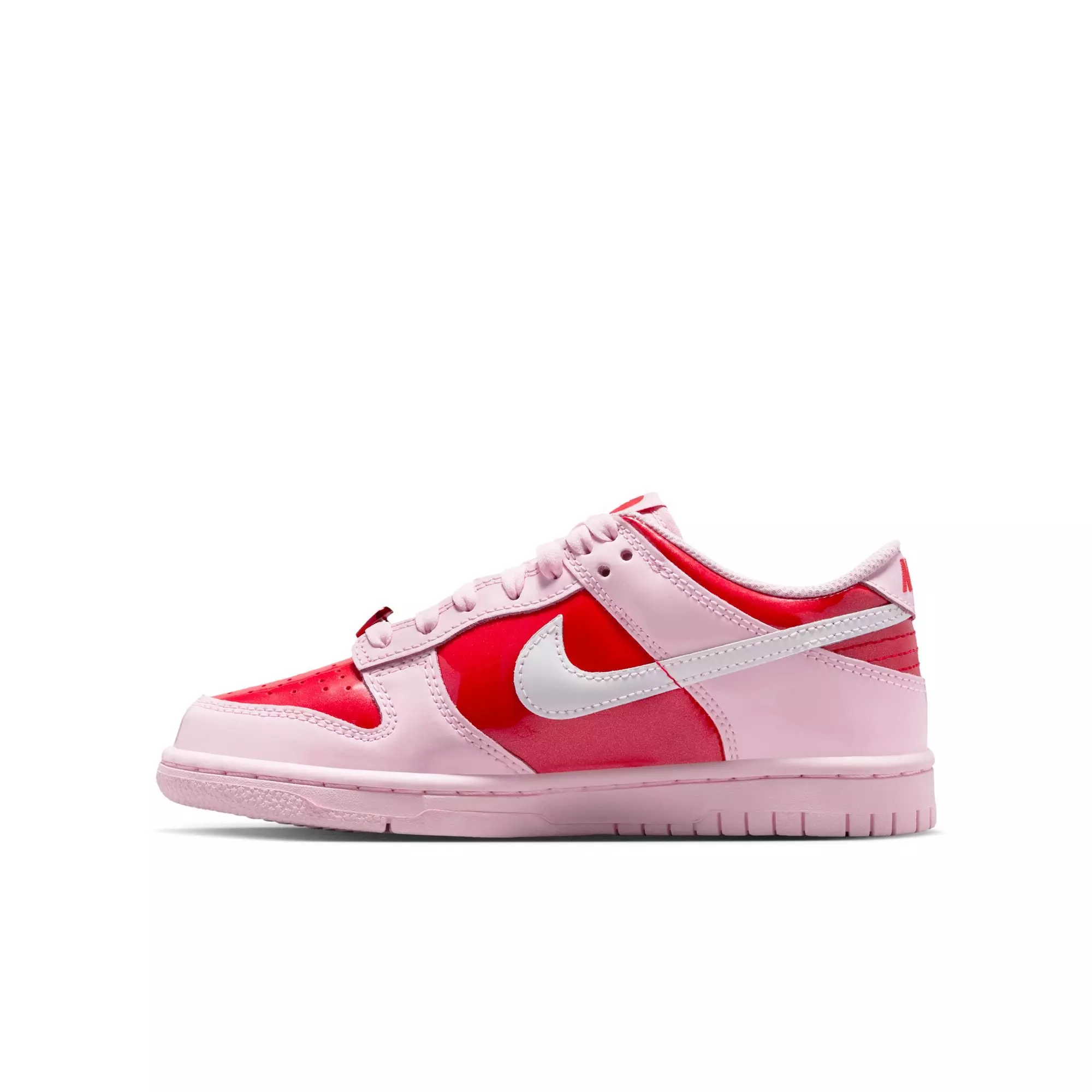 Nike Dunk Low "Pink Foam/Summit White/Lt Crimson" Grade School Girls' Shoe - PINK/RED