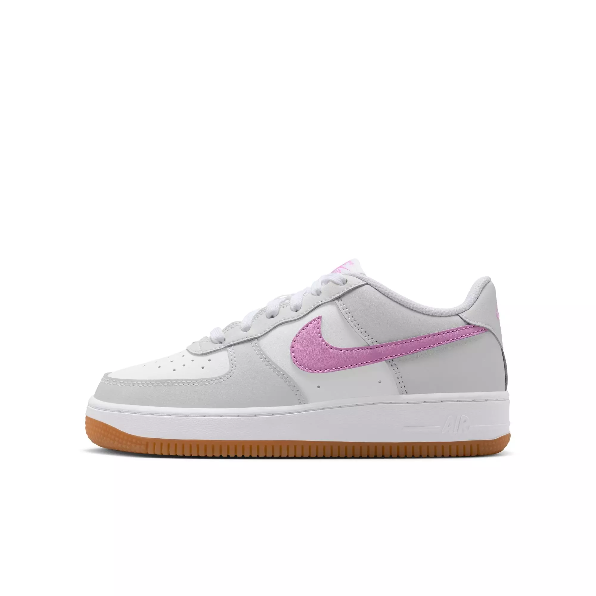 Nike Air Force 1 "White/Lt Magenta/Off-White/Gum Med Brown" Grade School Girls' Shoe - MAGENTA