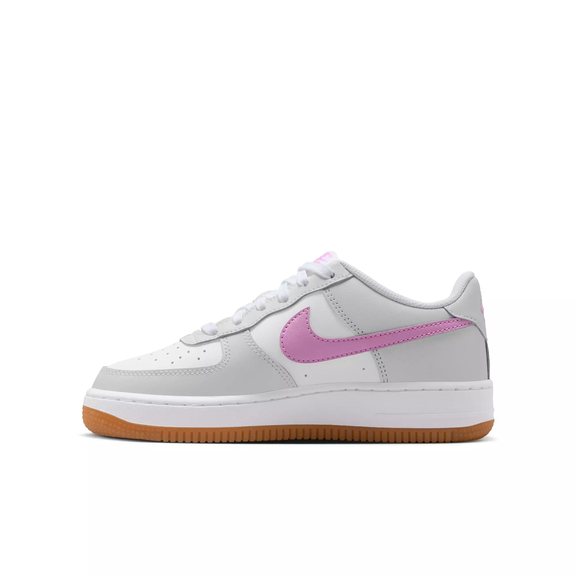 Nike Air Force 1 "White/Lt Magenta/Off-White/Gum Med Brown" Grade School Girls' Shoe - MAGENTA