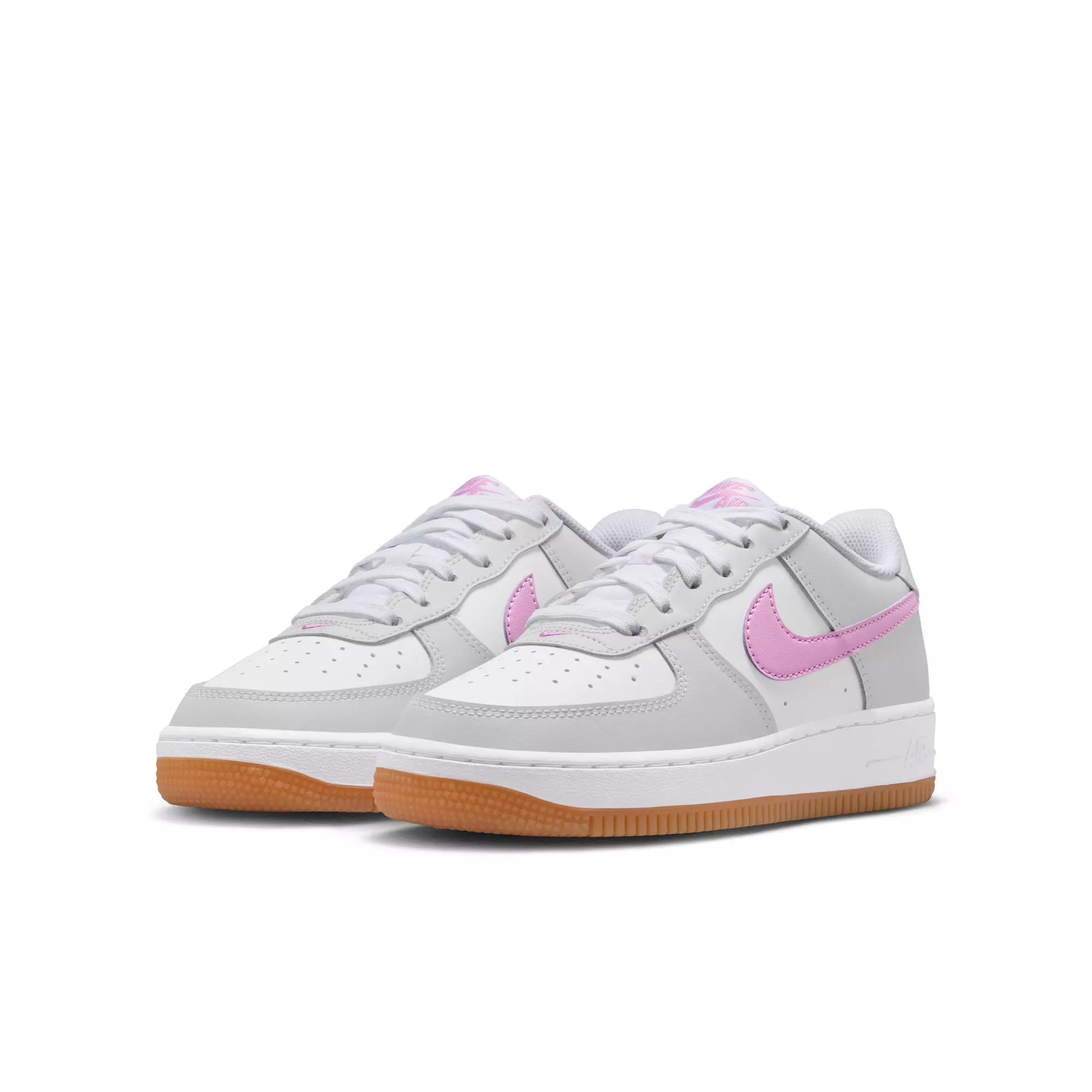 Nike Air Force 1 "White/Lt Magenta/Off-White/Gum Med Brown" Grade School Girls' Shoe - MAGENTA