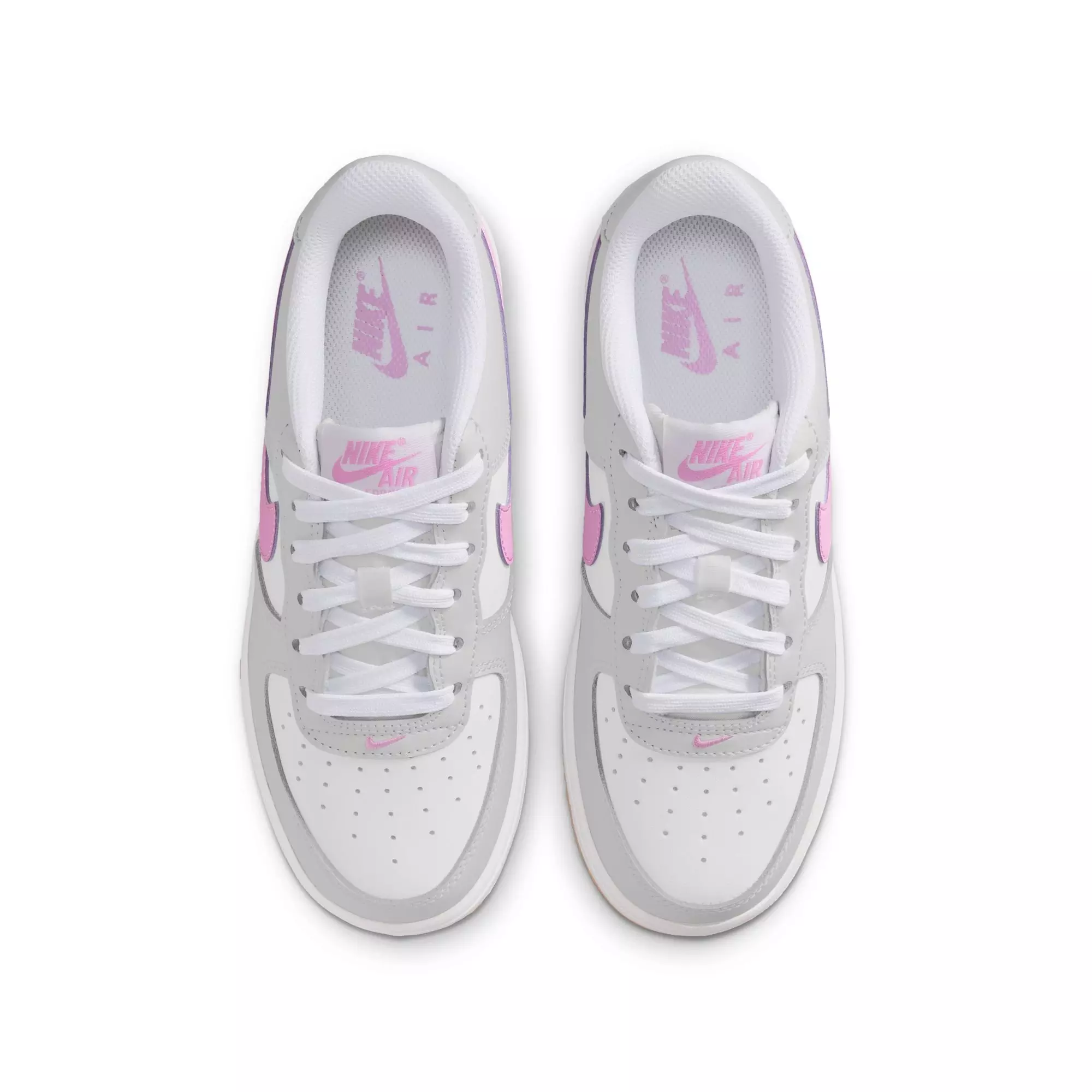 Nike Air Force 1 "White/Lt Magenta/Off-White/Gum Med Brown" Grade School Girls' Shoe - MAGENTA