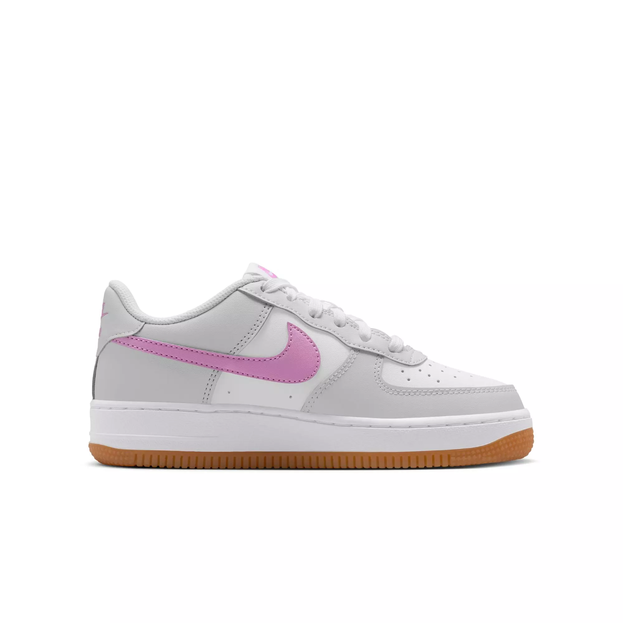 Nike Air Force 1 "White/Lt Magenta/Off-White/Gum Med Brown" Grade School Girls' Shoe - MAGENTA