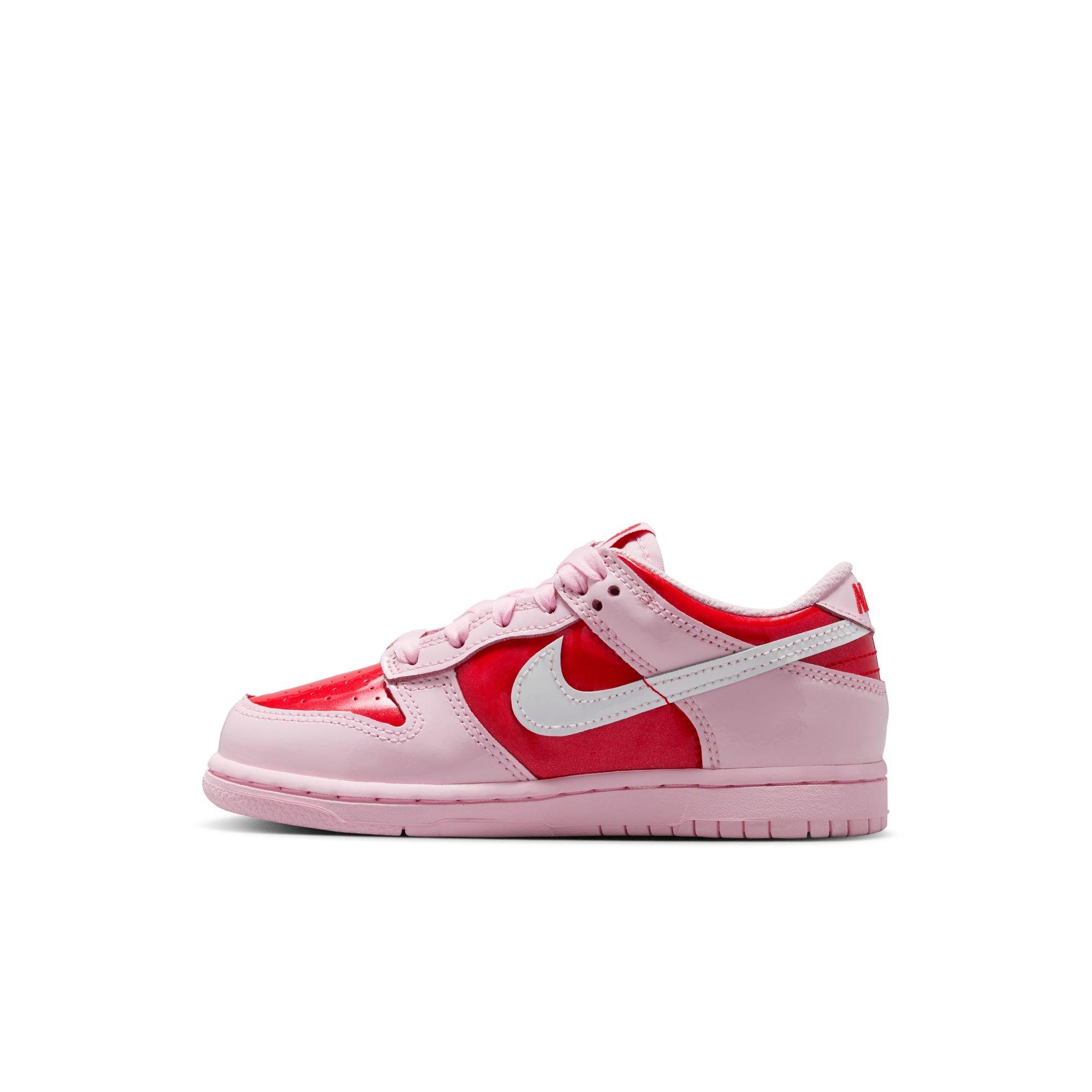 Nike Dunk Low "Pink Foam/Summit White/Lt Crimson" Preschool Girls' Shoe - PINK/RED Thumbnail View 4
