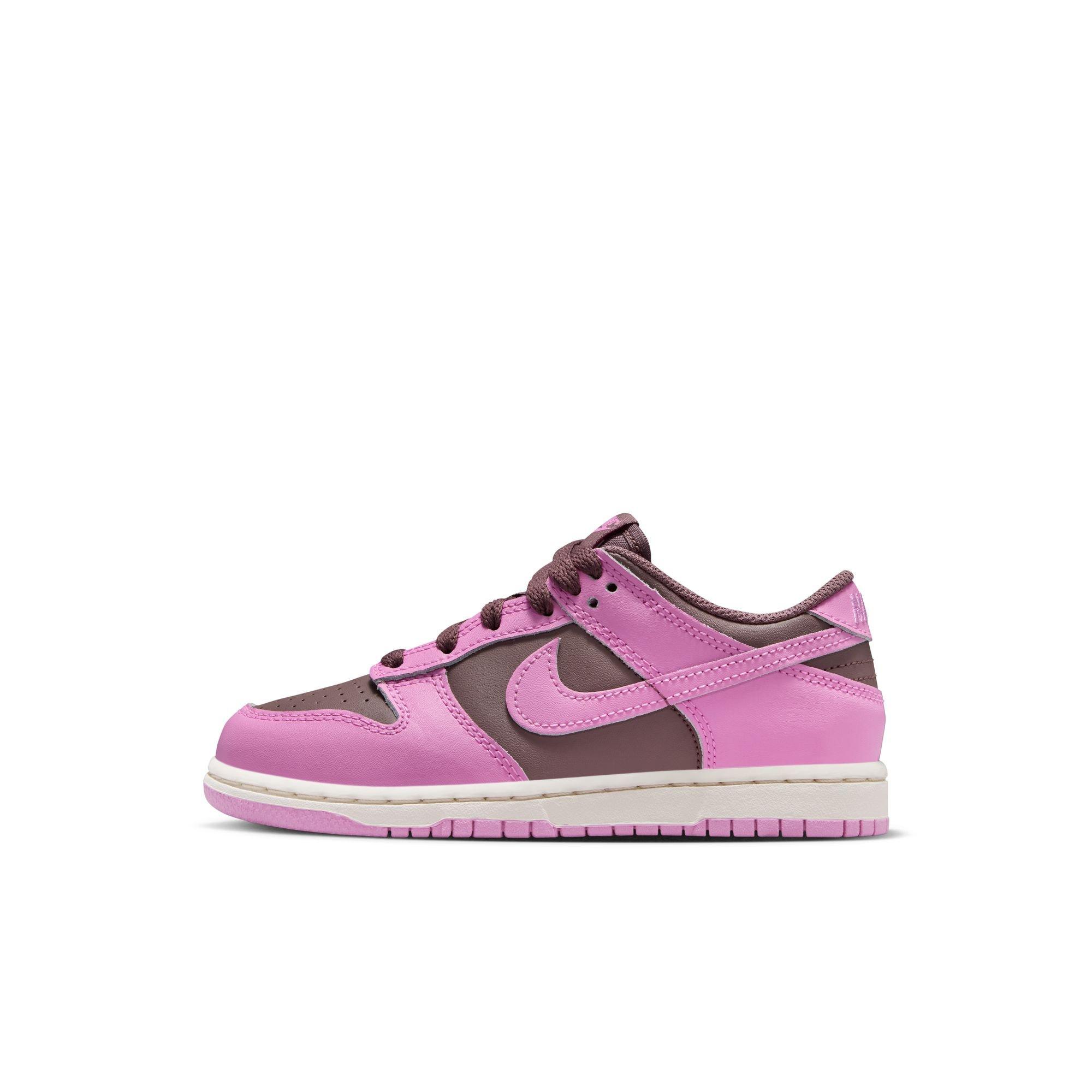 Nike Dunk Low "Tattoo/Lt Magenta/Pale Ivory" Preschool Girls' Shoe - BROWN/PINK Thumbnail View 3