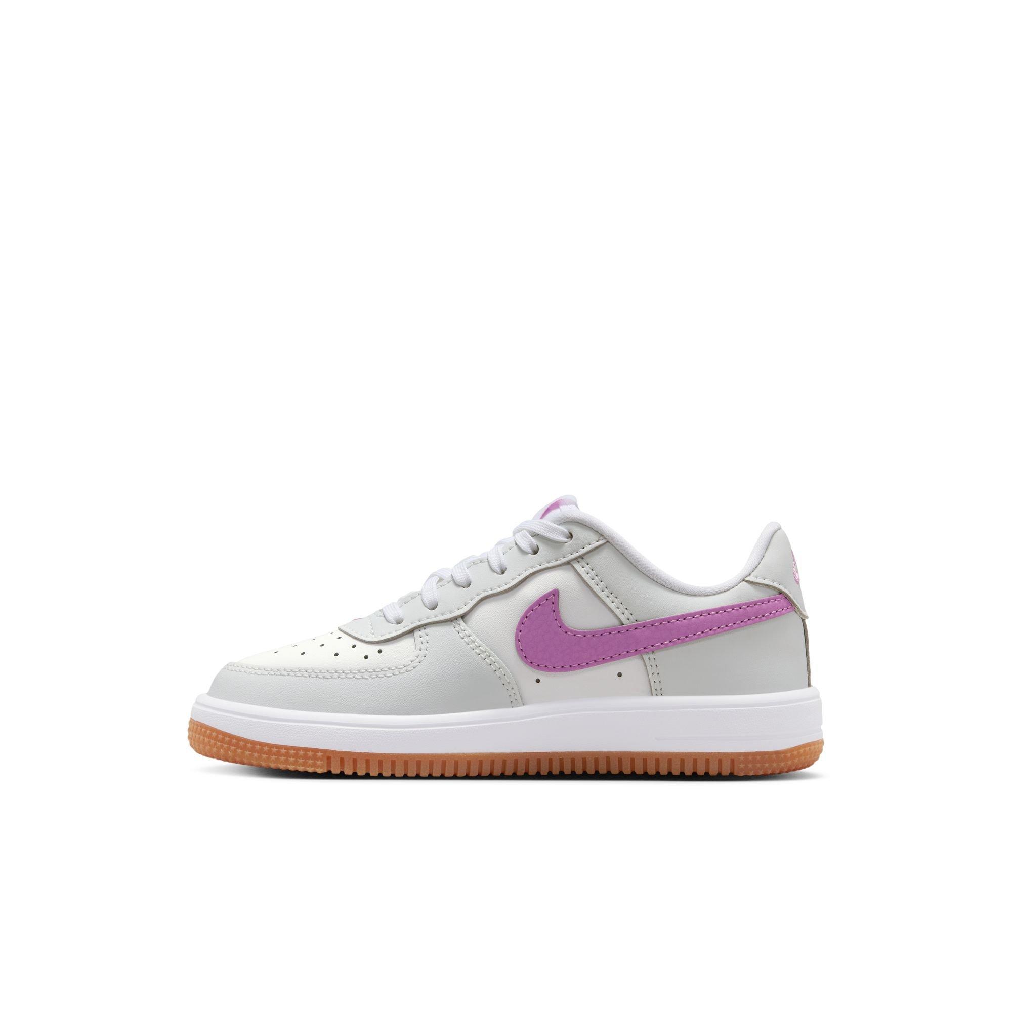 Nike Air Force 1 Low "White/Lt Magenta/Off-White" Preschool Girls' Shoe - MAGENTA Thumbnail View 4