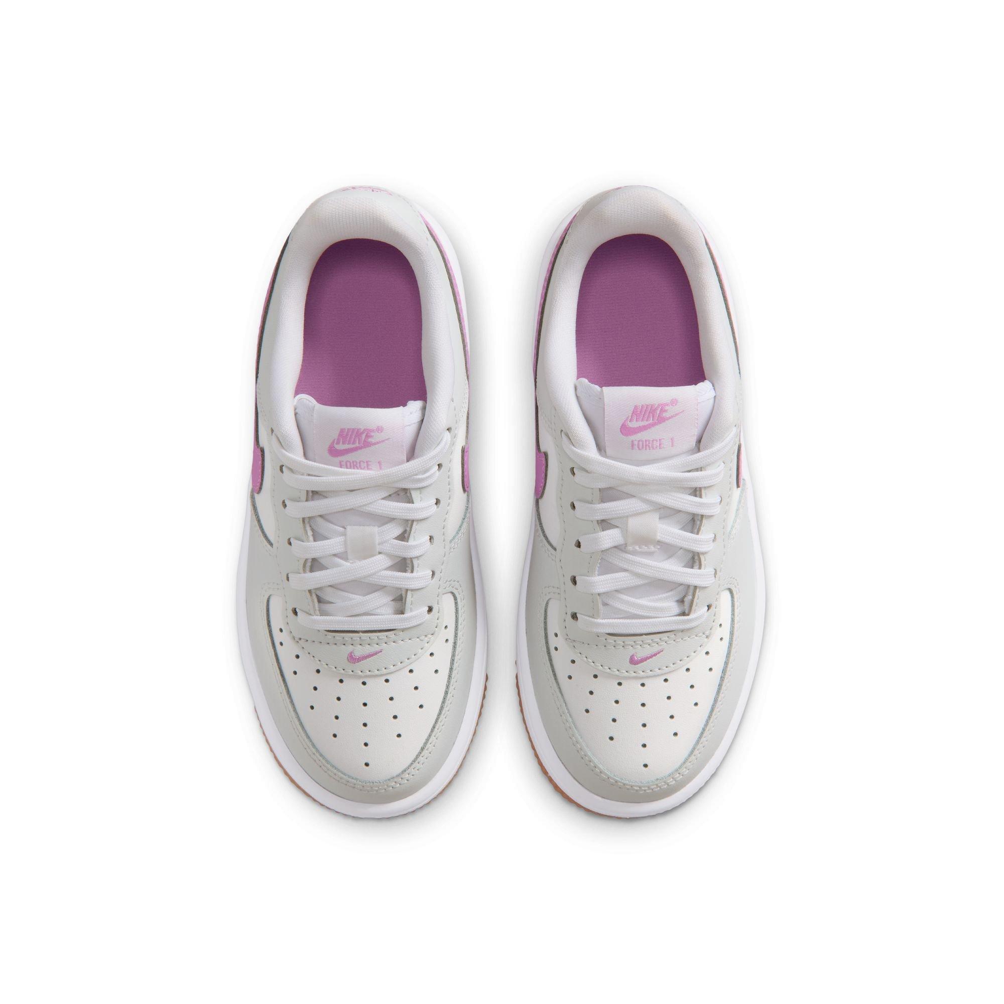 Nike Air Force 1 Low "White/Lt Magenta/Off-White" Preschool Girls' Shoe - MAGENTA Thumbnail View 6