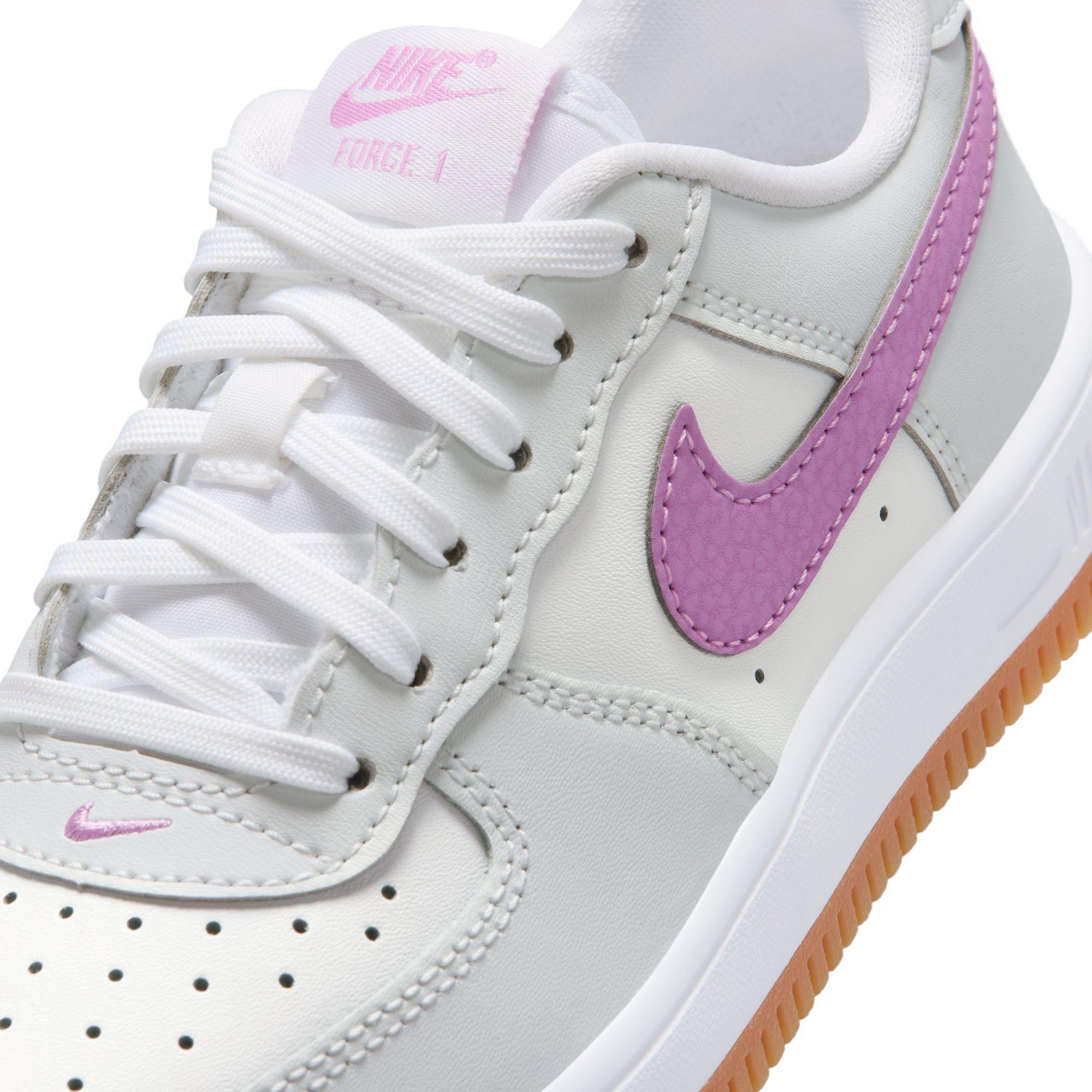 Nike Air Force 1 Low "White/Lt Magenta/Off-White" Preschool Girls' Shoe - MAGENTA Thumbnail View 9