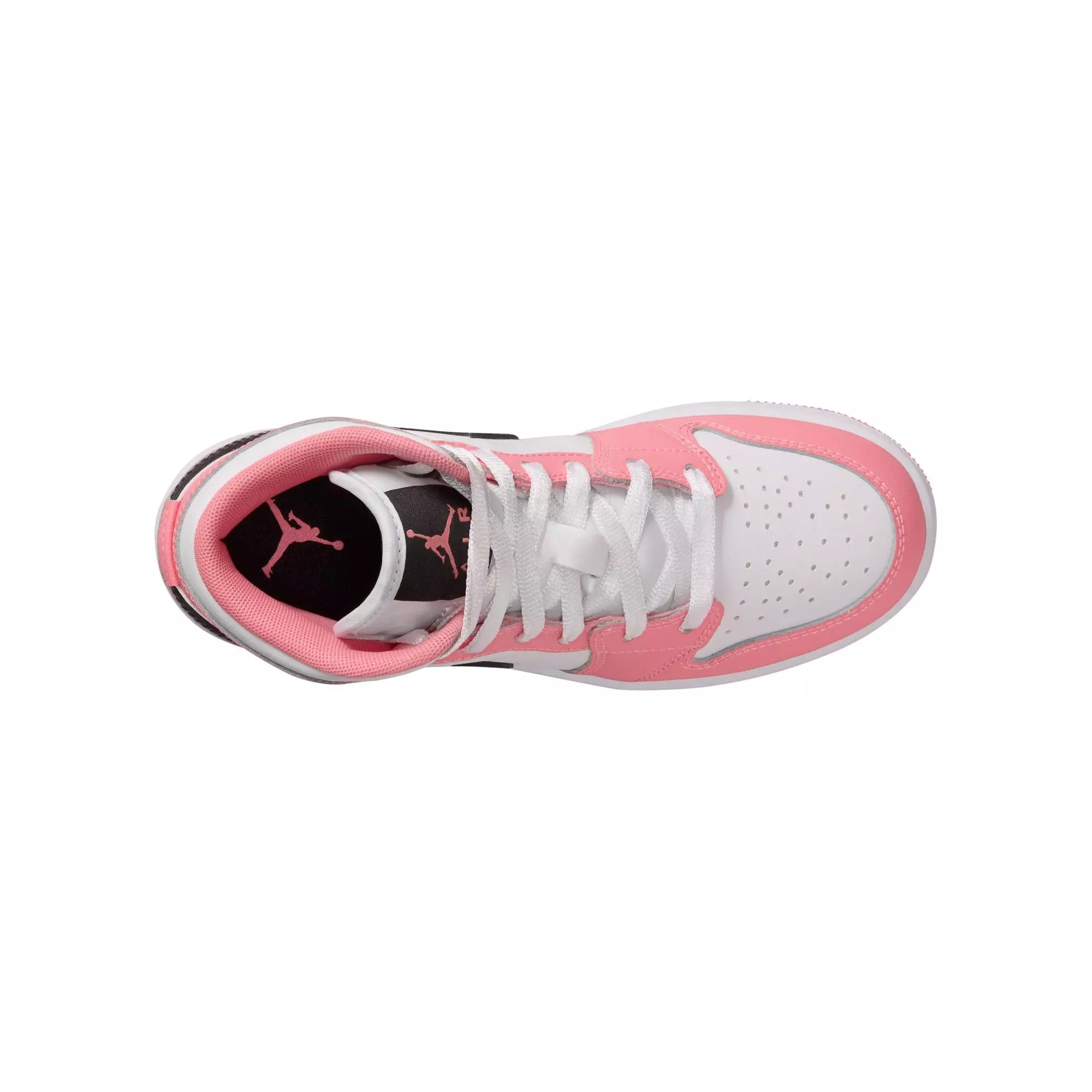 Jordan 1 Mid "Pink Gaze/Black/White" Grade School Girls' Shoe - PINK/BLACK