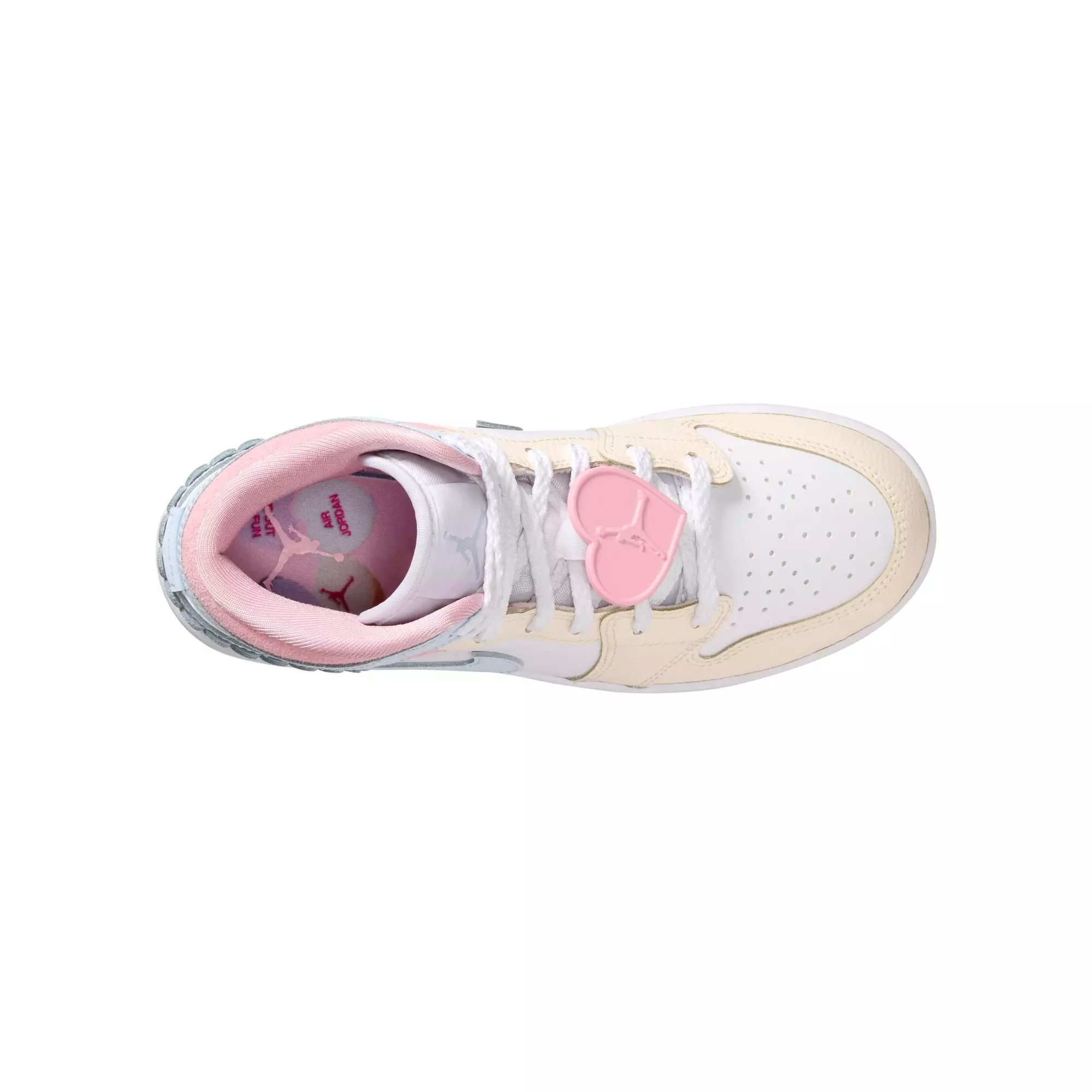 Jordan 1 Mid SE "Half Blue/Ivory/White" Grade School Girls' Shoe - BLUE/PINK