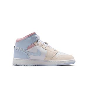 Jordan 1 Mid SE "Half Blue/Ivory/White" Grade School Girls' Shoe