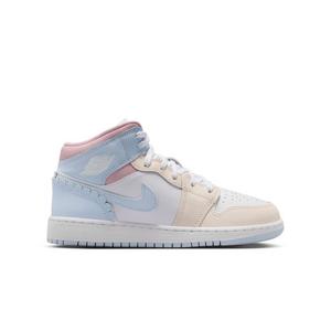 Jordan 1 Mid SE "Half Blue/Ivory/White" Grade School Girls' Shoe
