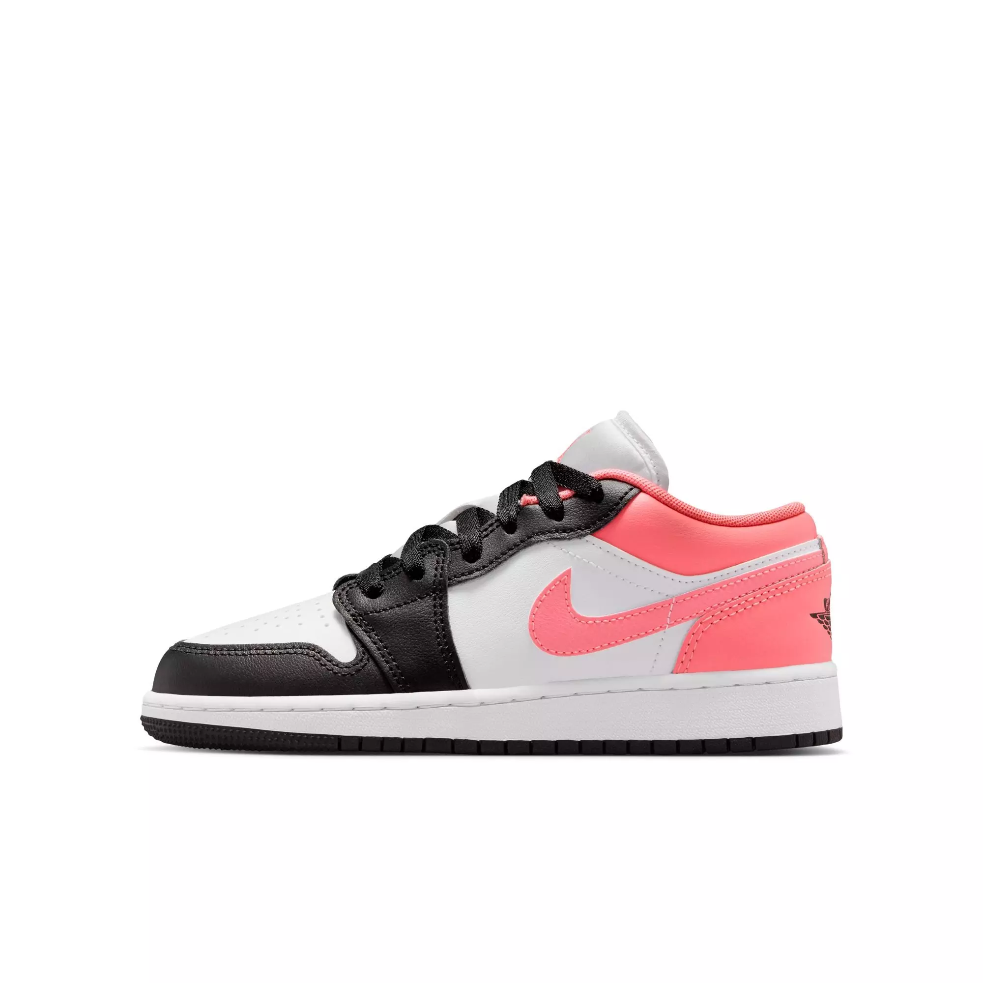 Jordan 1 Low "Black/Pink Gaze/White" Grade School Girls' Shoe - PINK/BLACK