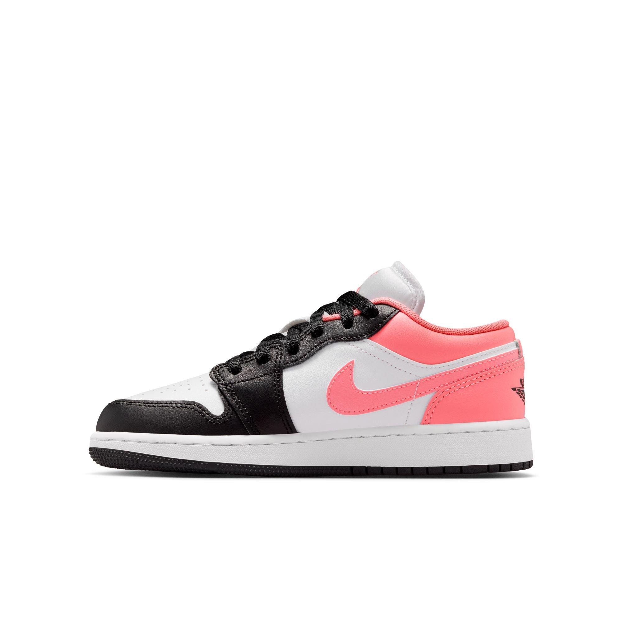 Jordan 1 Low "Black/Pink Gaze/White" Grade School Girls' Shoe - PINK/BLACK Thumbnail View 4