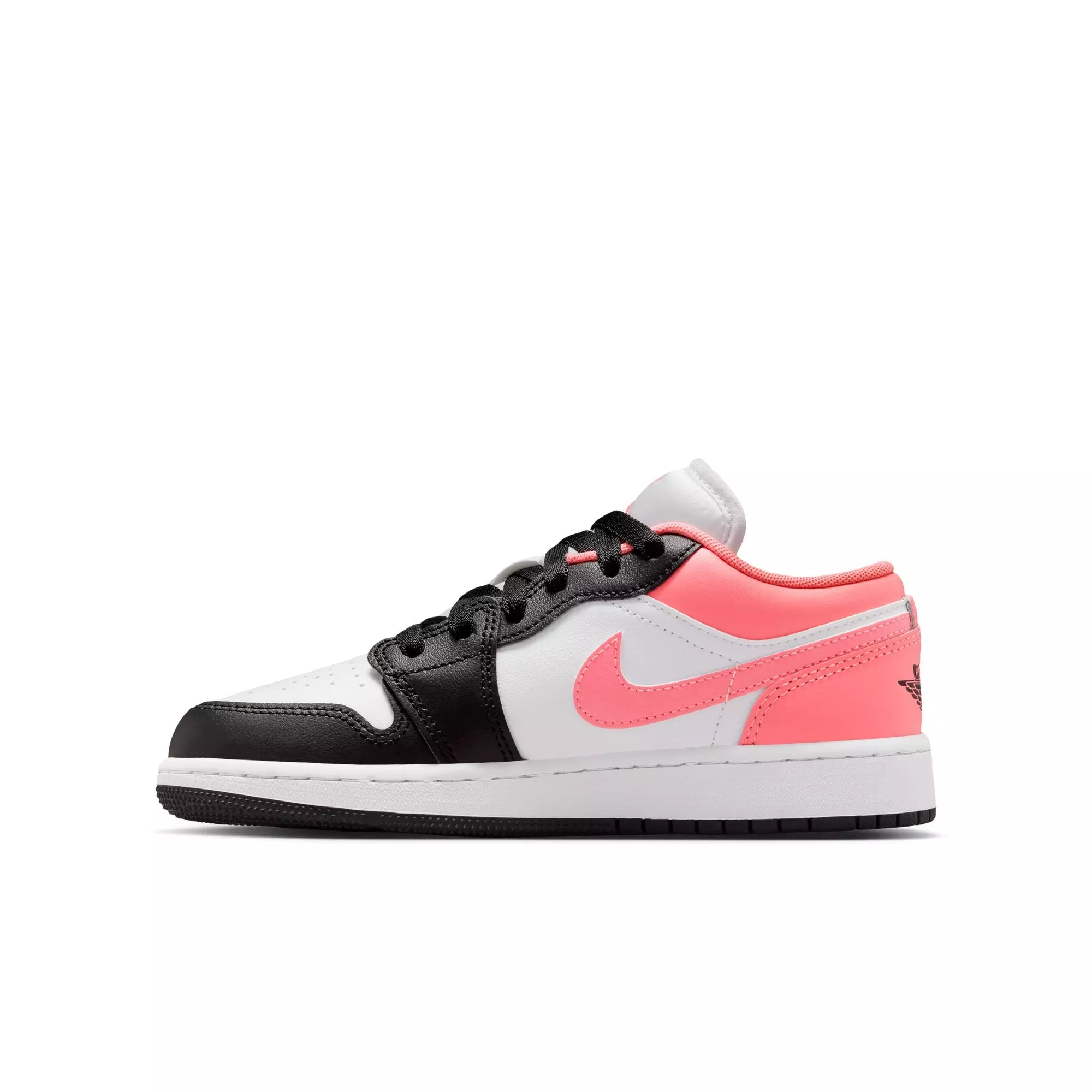 Jordan 1 Low "Black/Pink Gaze/White" Grade School Girls' Shoe - PINK/BLACK