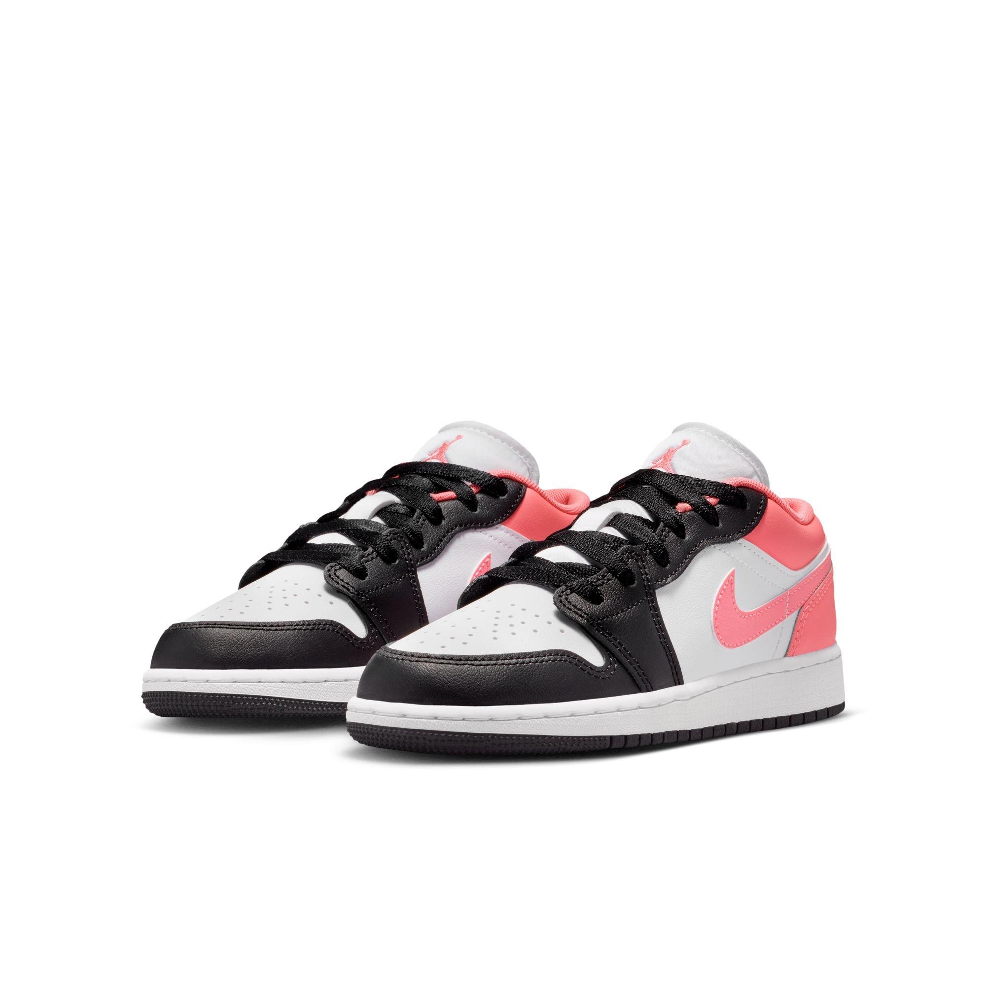 Jordan 1 Low "Black/Pink Gaze/White" Grade School Girls' Shoe - PINK/BLACK Thumbnail View 5
