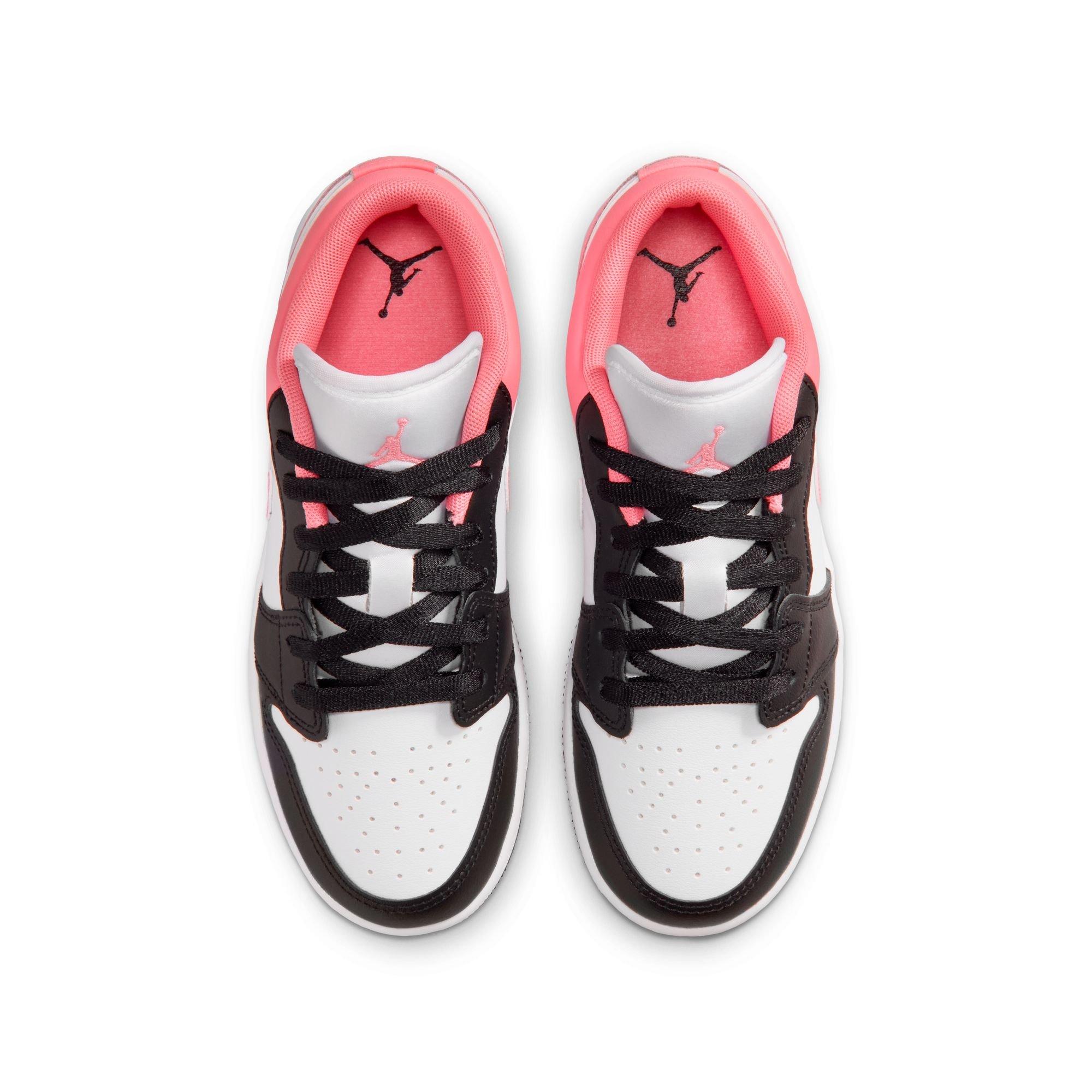 Jordan 1 Low "Black/Pink Gaze/White" Grade School Girls' Shoe - PINK/BLACK Thumbnail View 6