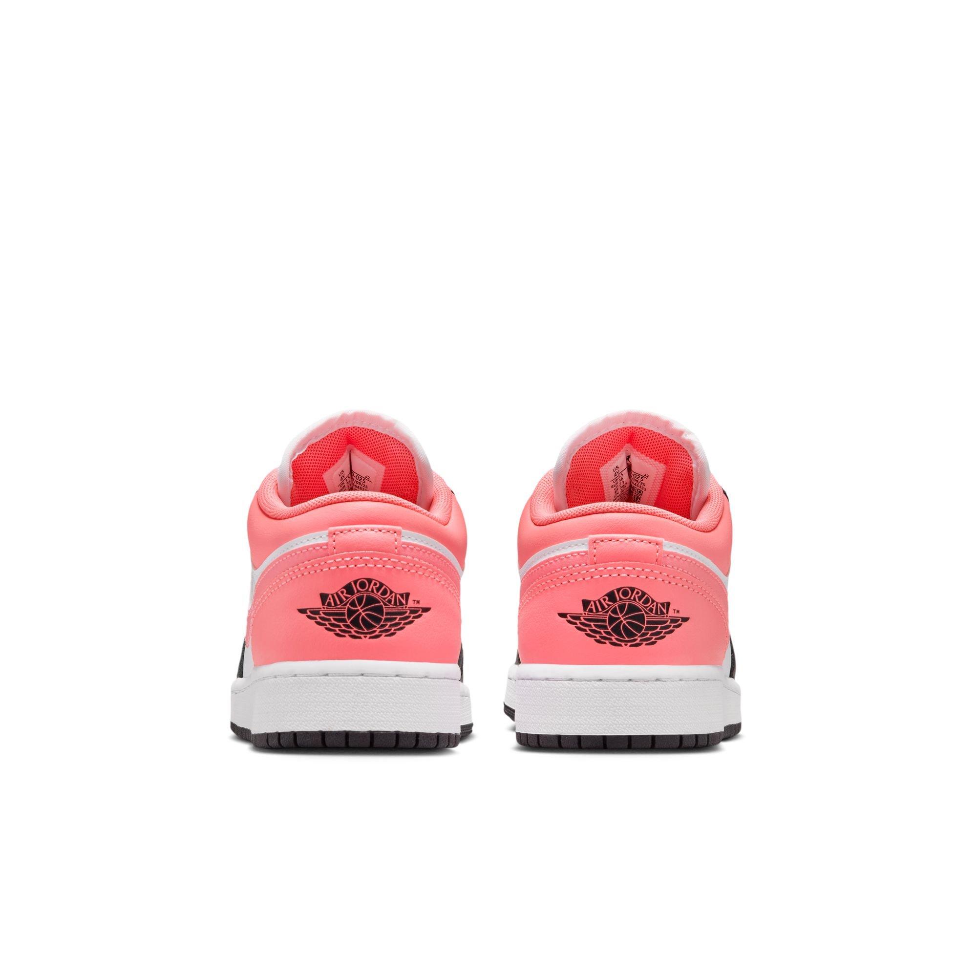 Jordan 1 Low "Black/Pink Gaze/White" Grade School Girls' Shoe - PINK/BLACK Thumbnail View 7