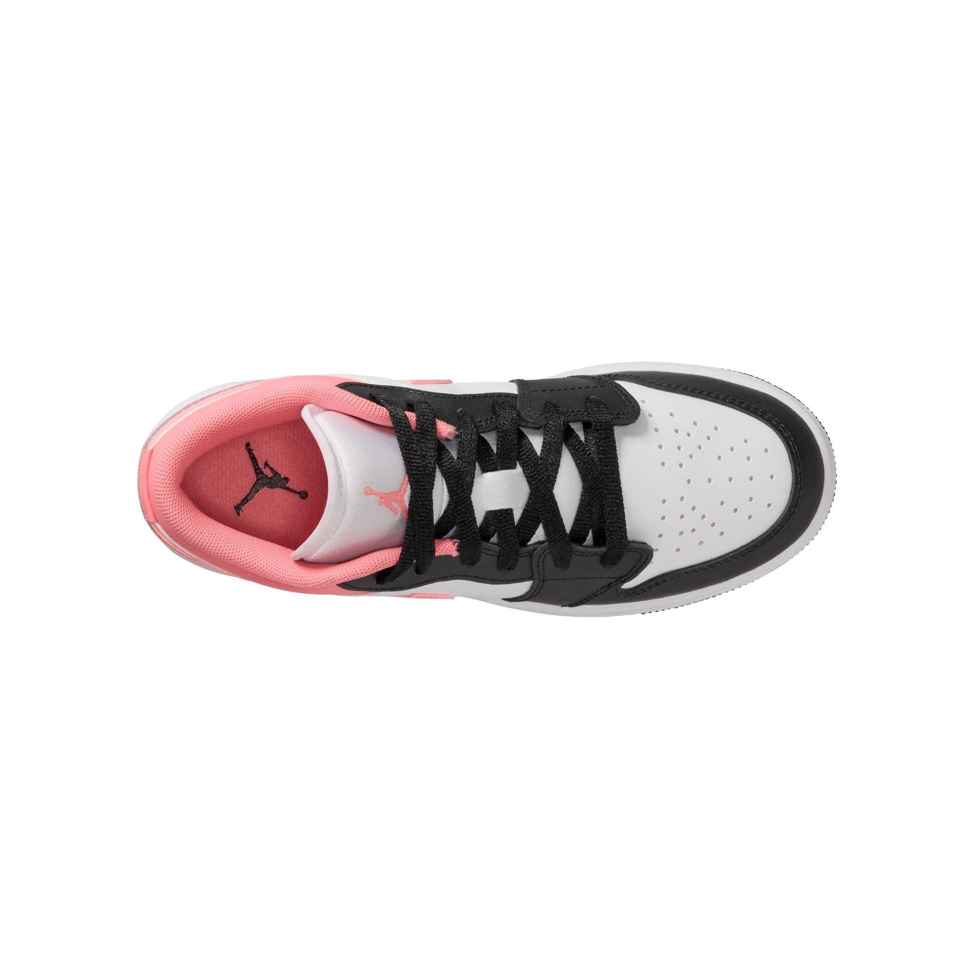 Jordan 1 Low "Black/Pink Gaze/White" Grade School Girls' Shoe - PINK/BLACK Thumbnail View 8