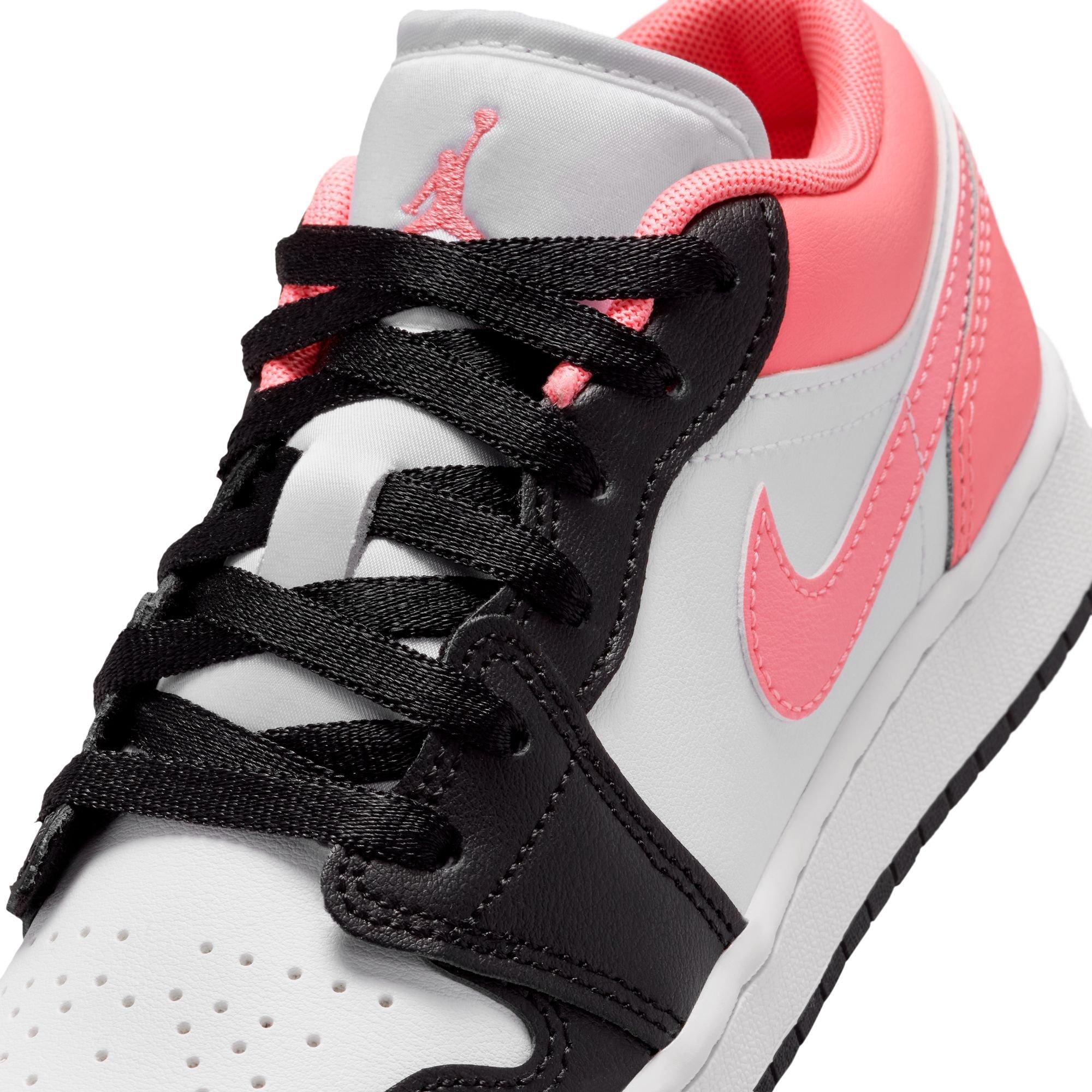 Jordan 1 Low "Black/Pink Gaze/White" Grade School Girls' Shoe - PINK/BLACK Thumbnail View 10
