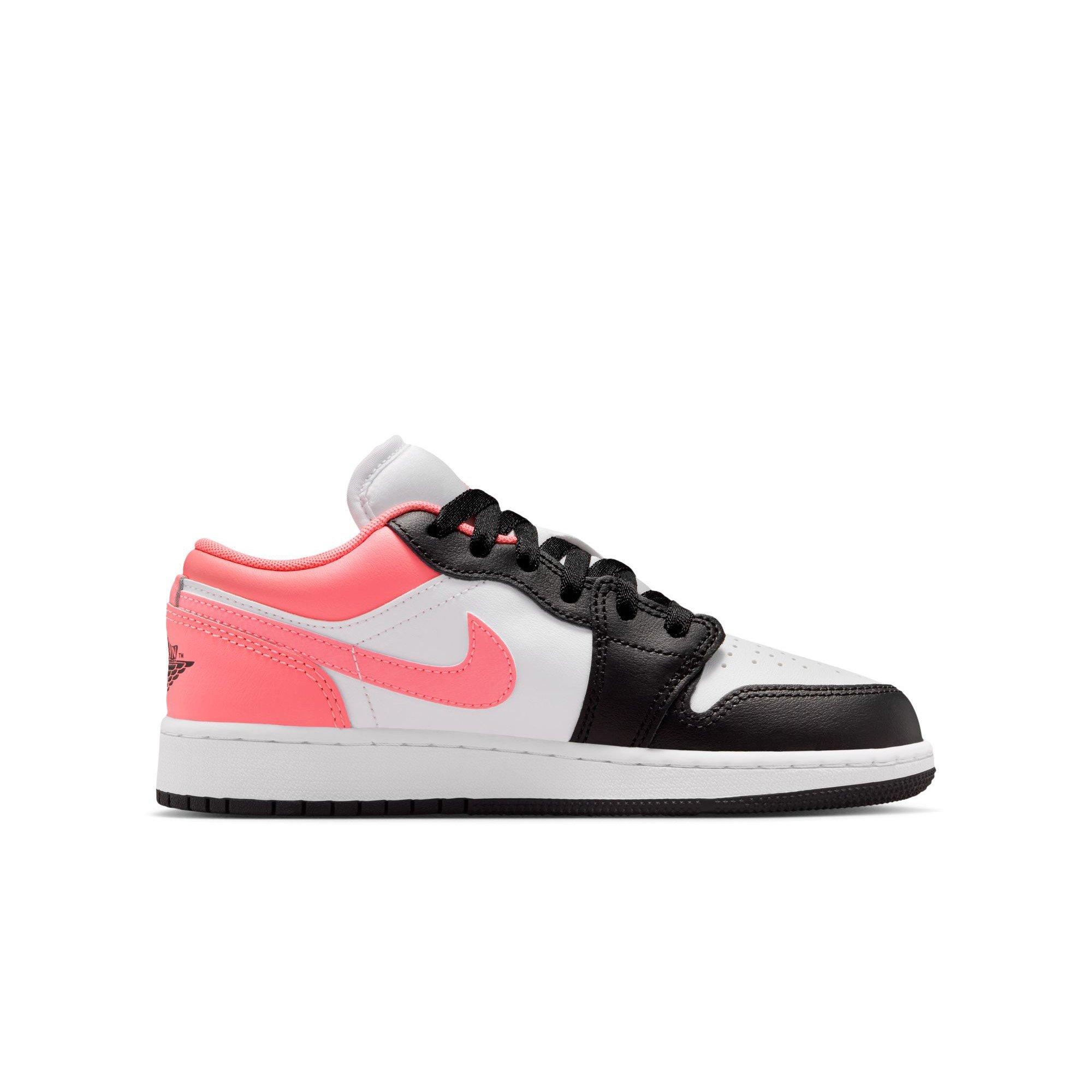 Jordan 1 Low "Black/Pink Gaze/White" Grade School Girls' Shoe - PINK/BLACK Thumbnail View 2
