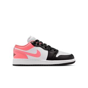 Jordan 1 Low "Black/Pink Gaze/White" Grade School Girls' Shoe