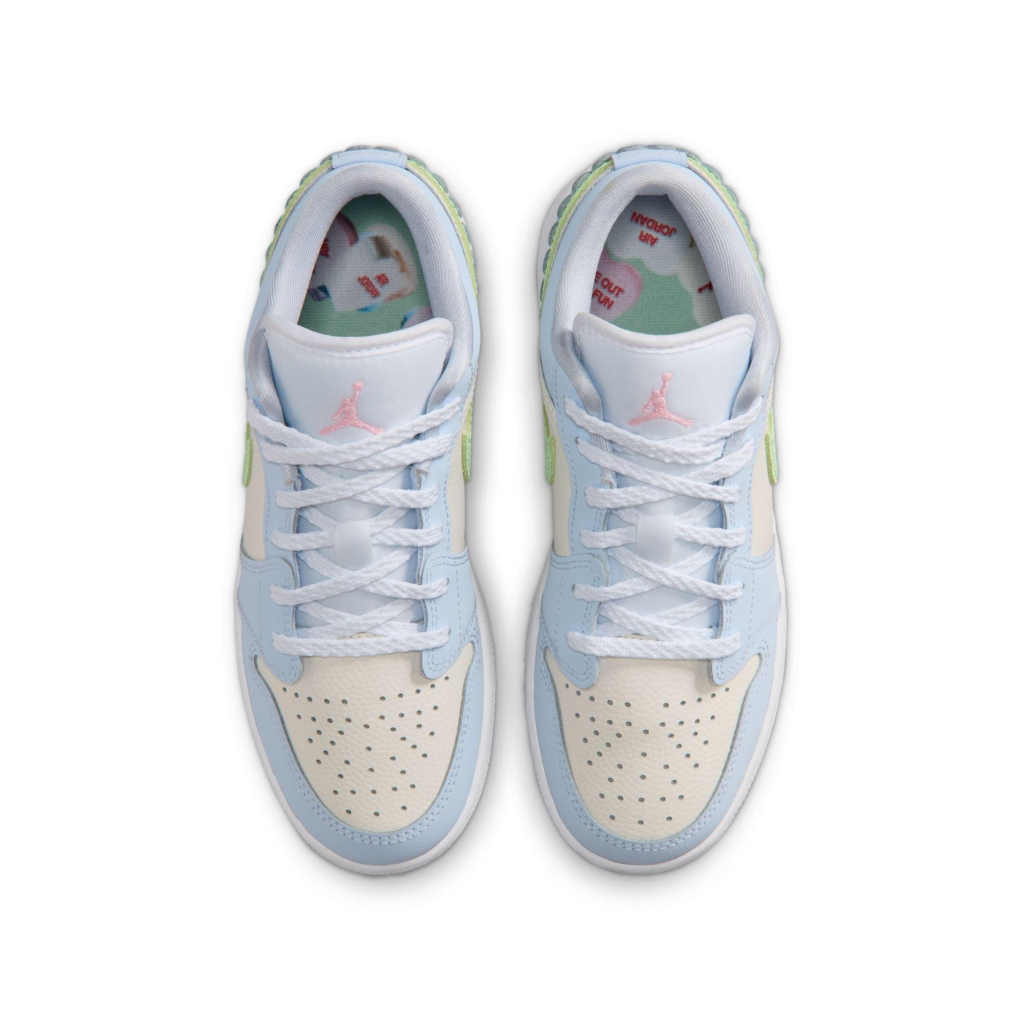 Jordan 1 Low SE "Half Blue/Vapor Green/Sail/White" Grade School Girls' Shoe - BLUE/PINK Thumbnail View 6