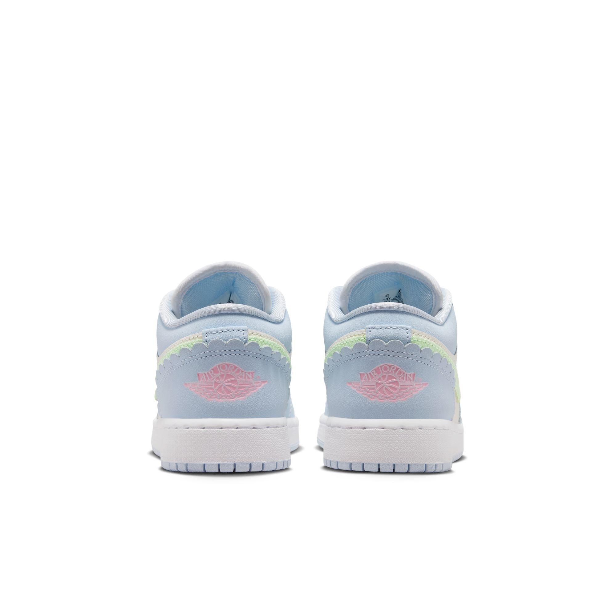 Jordan 1 Low SE "Half Blue/Vapor Green/Sail/White" Grade School Girls' Shoe - BLUE/PINK Thumbnail View 7
