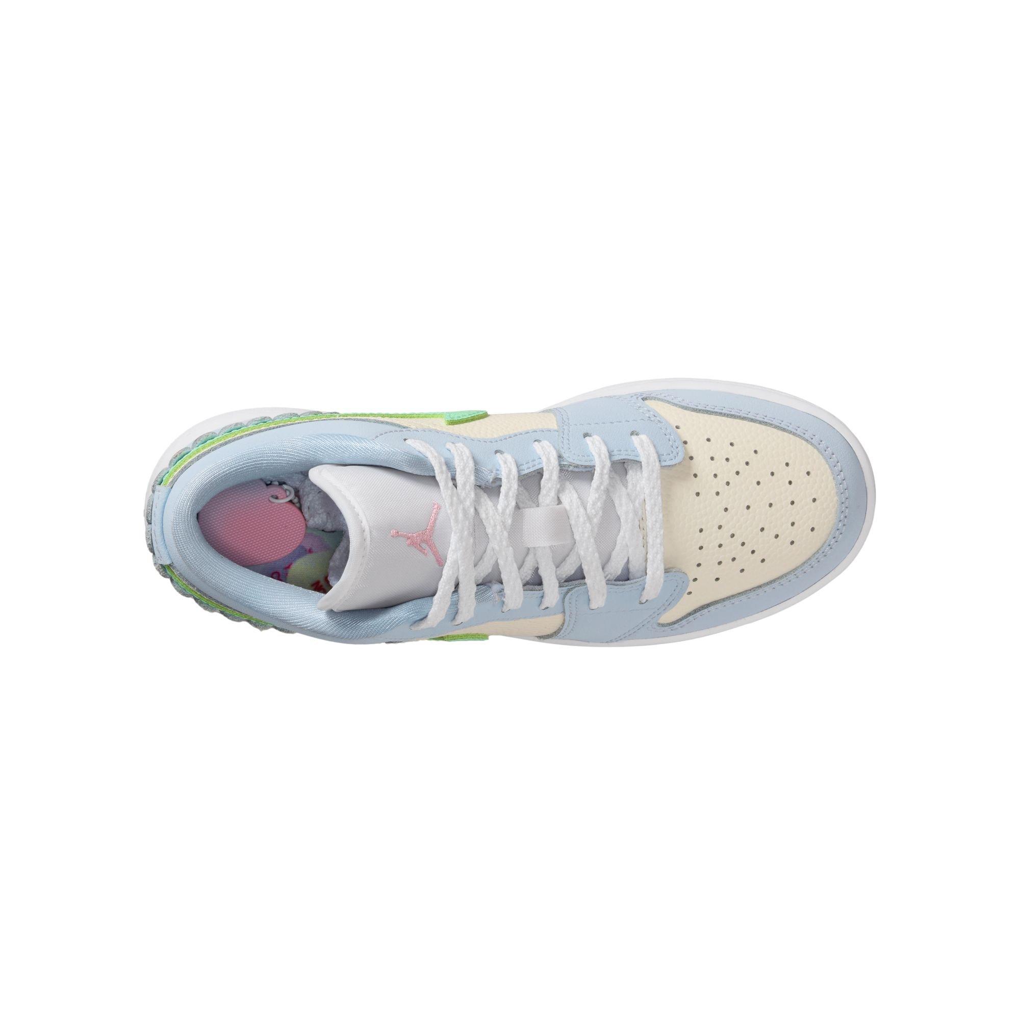 Jordan 1 Low SE "Half Blue/Vapor Green/Sail/White" Grade School Girls' Shoe - BLUE/PINK Thumbnail View 8