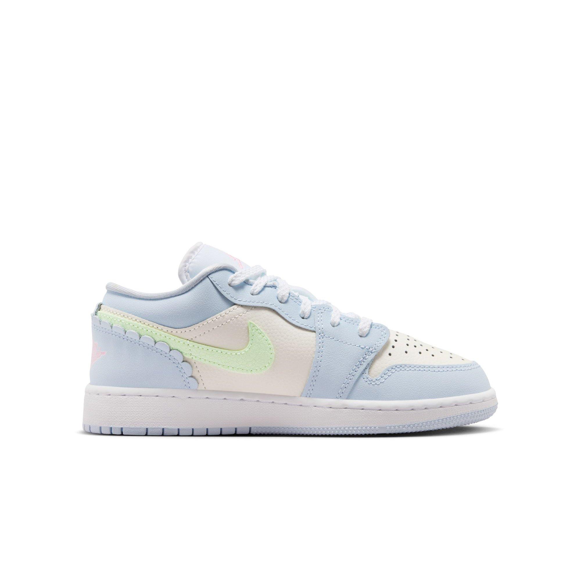 Jordan 1 Low SE "Half Blue/Vapor Green/Sail/White" Grade School Girls' Shoe - BLUE/PINK Thumbnail View 2