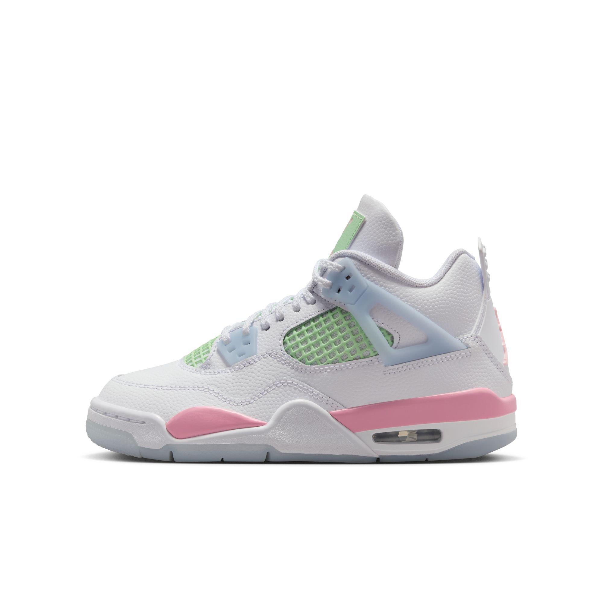 Jordan 4 Retro &ldquo;Valentine's Day&rdquo; Grade School Kids' Shoe - WHITE/SOFT PINK/HALF BLUE Thumbnail View 11