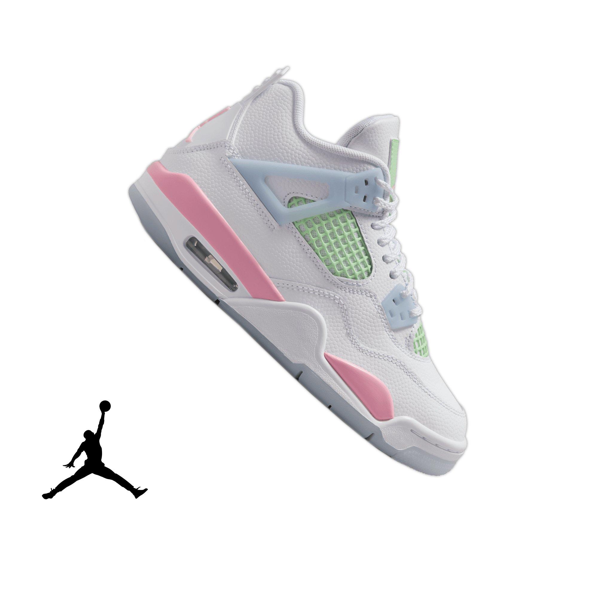 Jordan 4 Retro &ldquo;Valentine's Day&rdquo; Grade School Kids' Shoe - WHITE/SOFT PINK/HALF BLUE Thumbnail View 1
