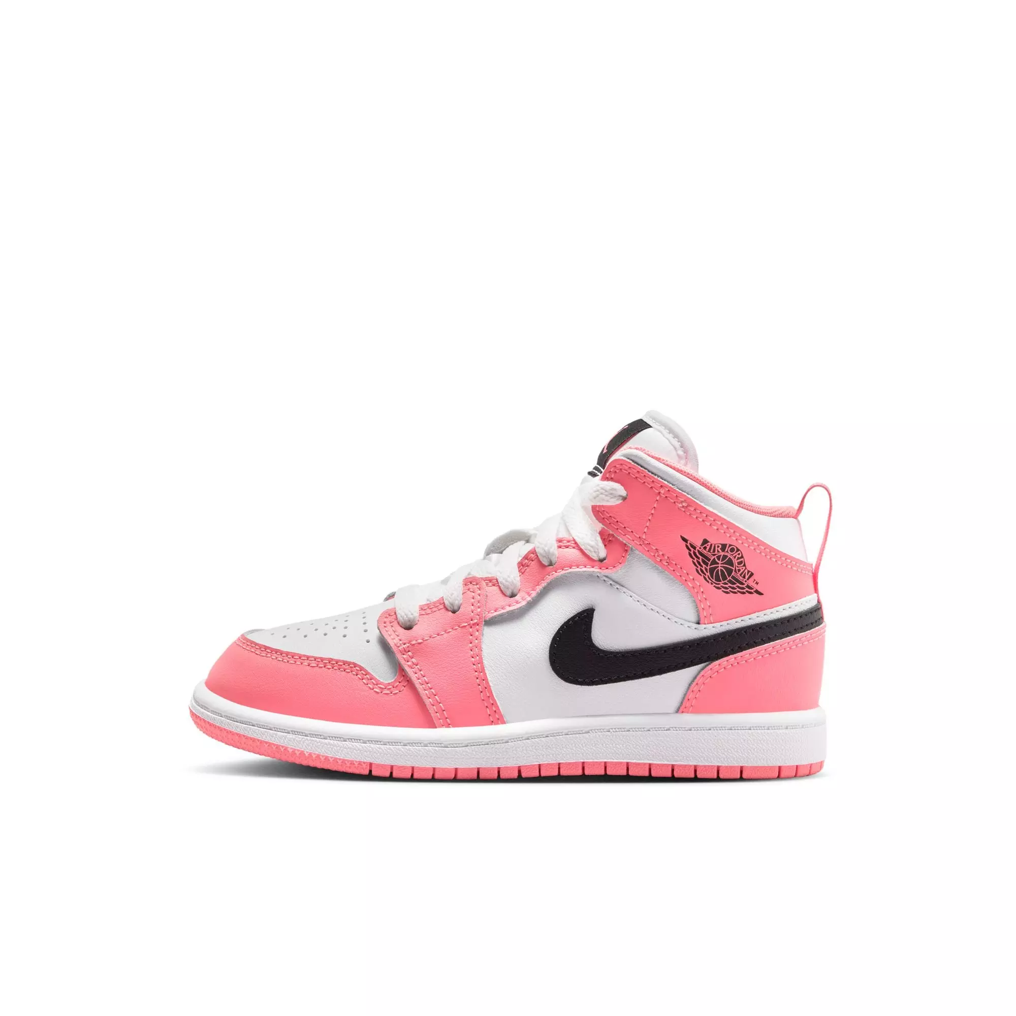 Jordan 1 Mid "Pink Gaze/Black/White" Preschool Girls' Shoe - PINK/BLACK