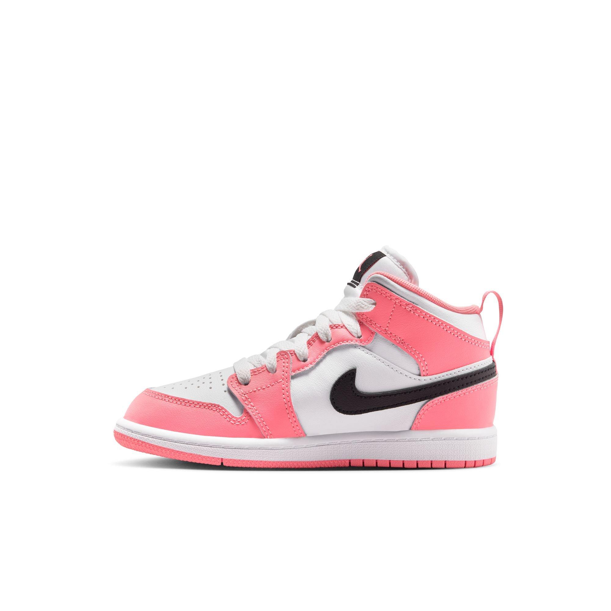 Jordan 1 Mid Preschool Girls' "Pink Gaze/Black/White" Shoe