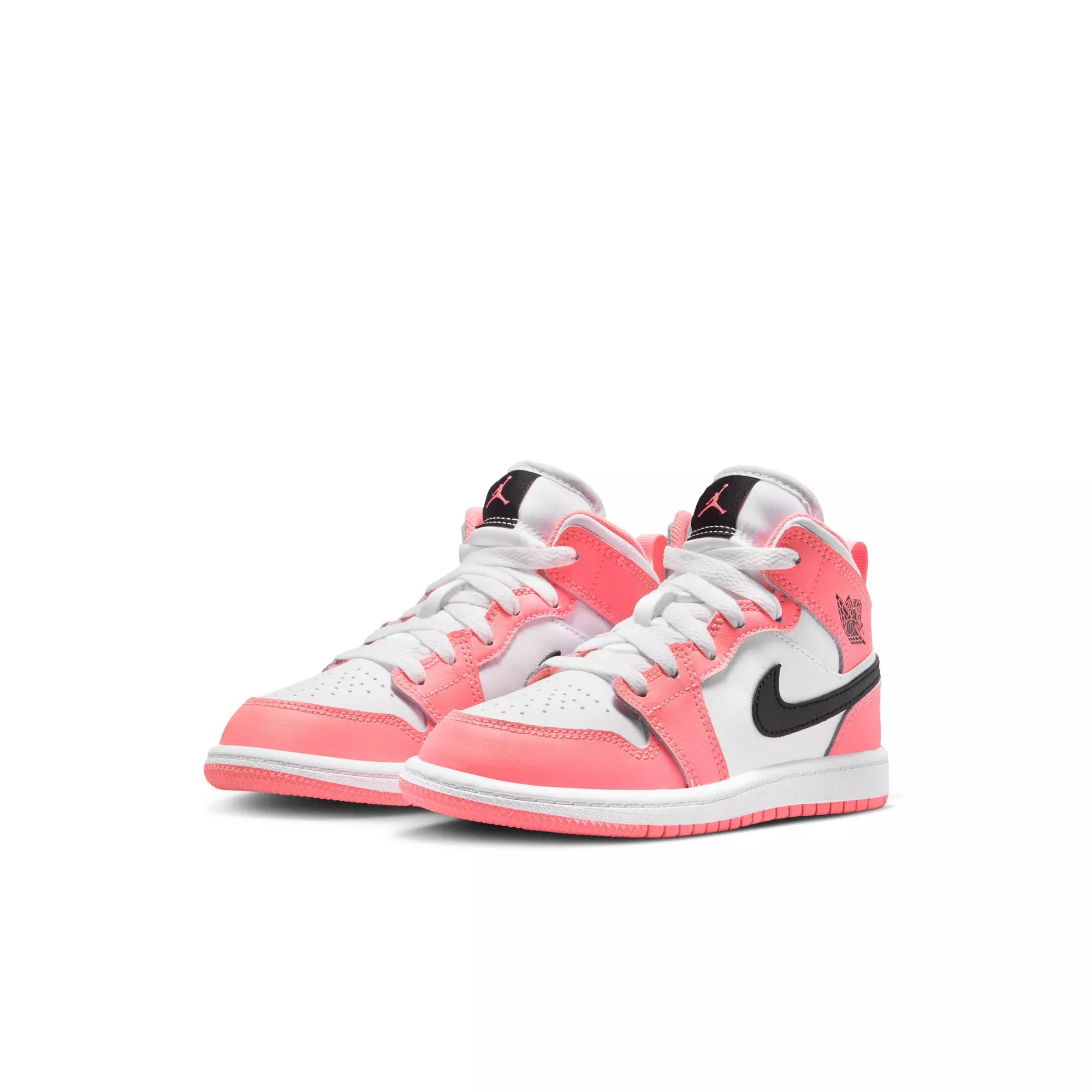Jordan 1 Mid "Pink Gaze/Black/White" Preschool Girls' Shoe - PINK/BLACK