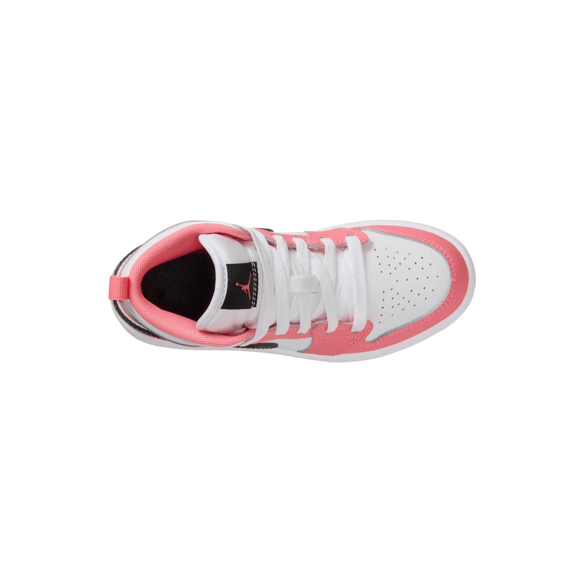 Jordan 1 Mid Preschool Girls' "Pink Gaze/Black/White" Shoe