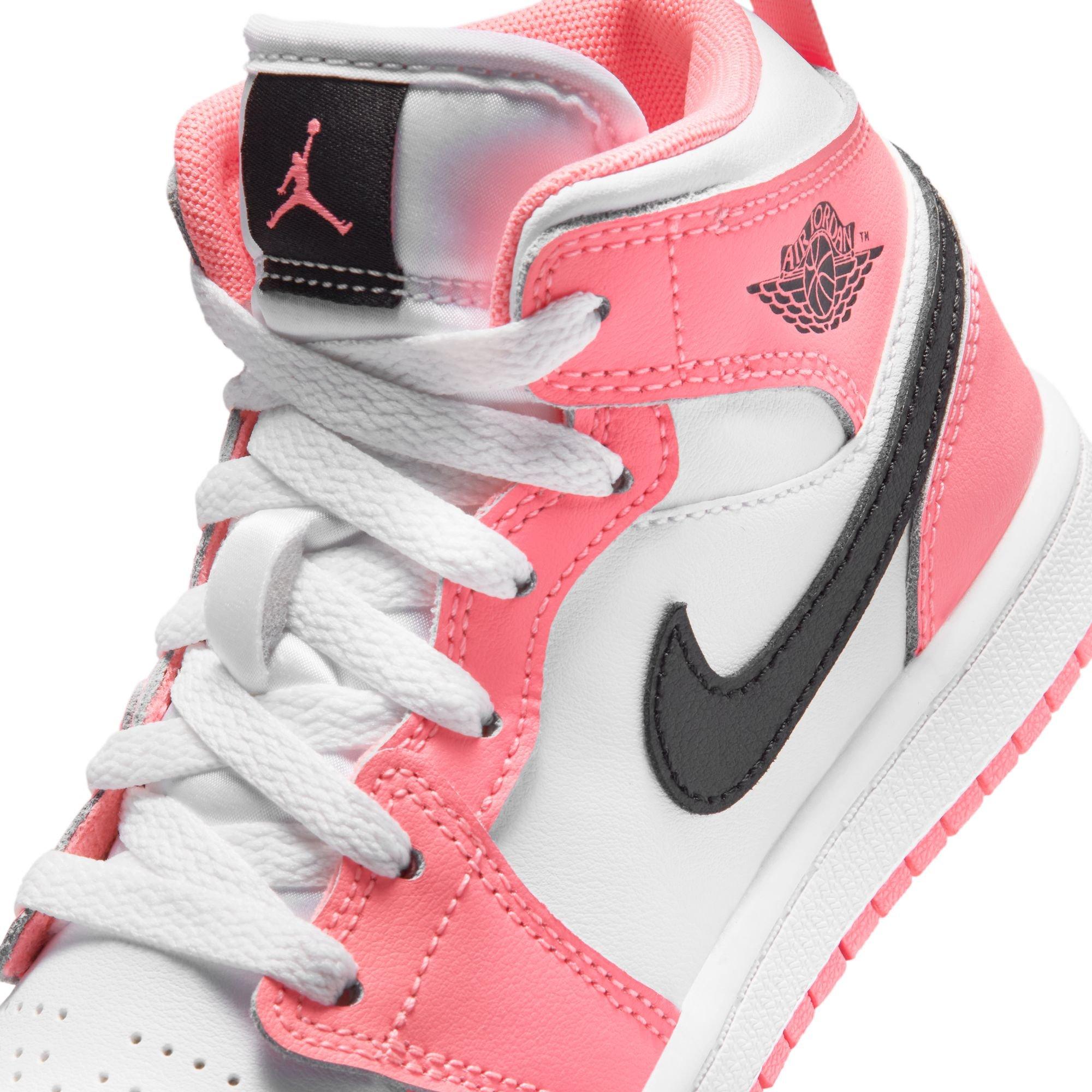 Jordan 1 Mid Preschool Girls' "Pink Gaze/Black/White" Shoe
