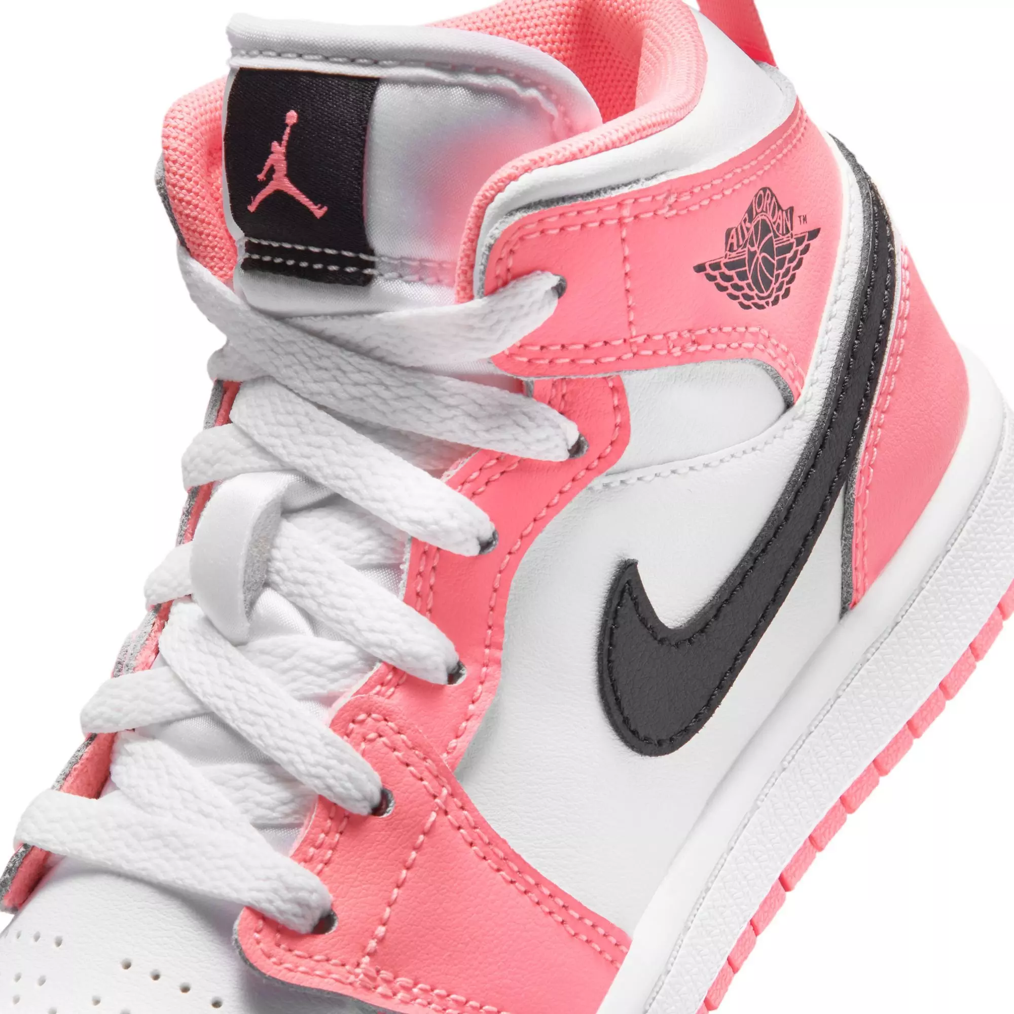 Jordan 1 Mid "Pink Gaze/Black/White" Preschool Girls' Shoe - PINK/BLACK