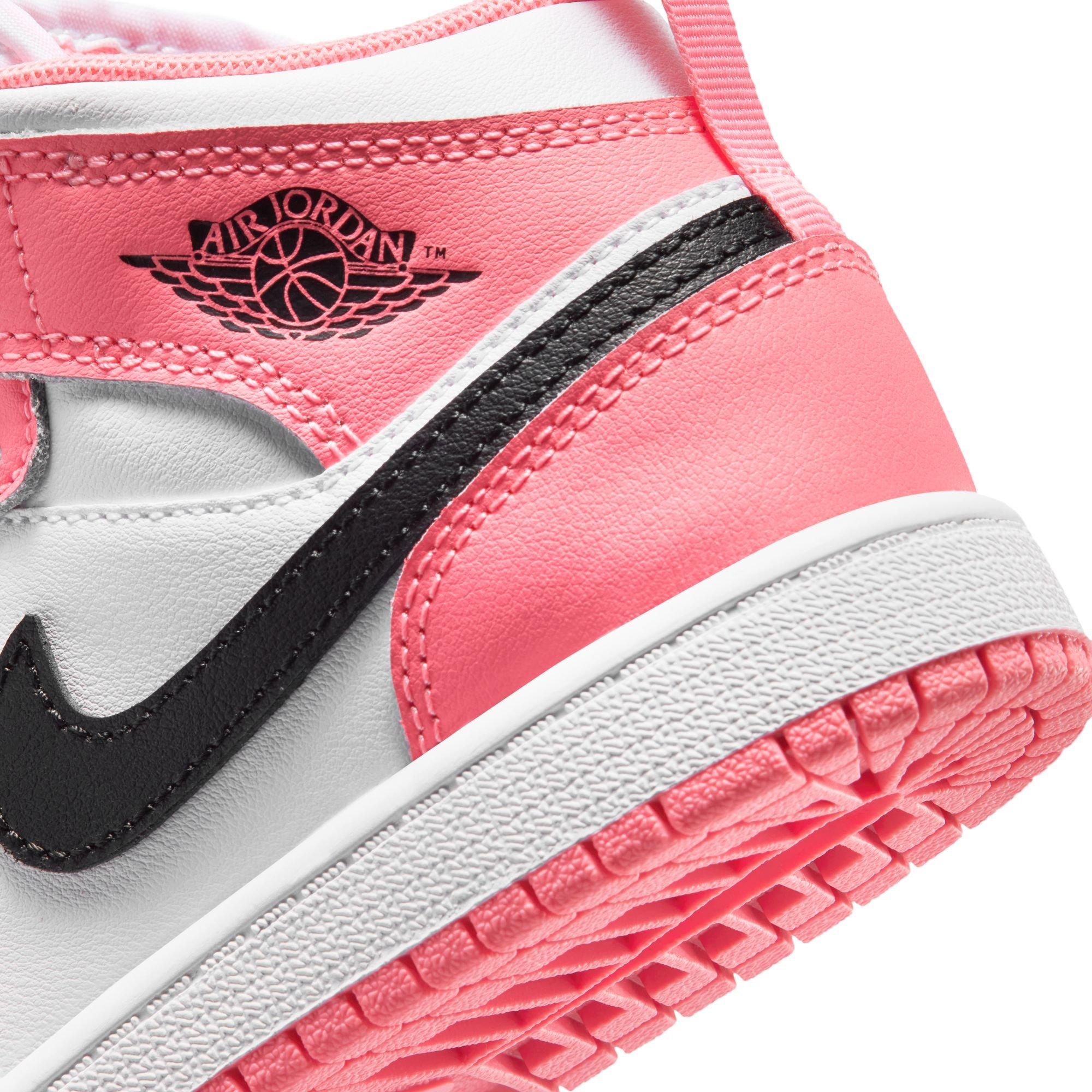 Jordan 1 Mid Preschool Girls' "Pink Gaze/Black/White" Shoe