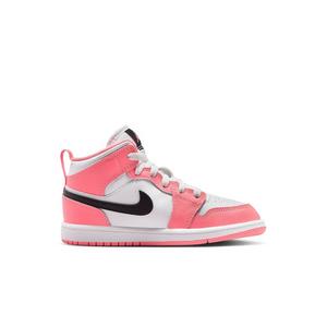 Jordan 1 Mid "Pink Gaze/Black/White" Preschool Girls' Shoe