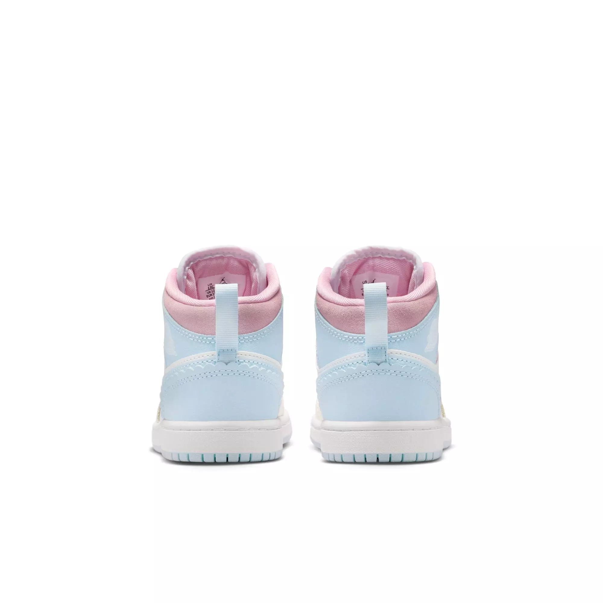 Jordan 1 Mid SE "Half Blue/Pale Ivory/White" Preschool Girls' Shoe - BLUE/PINK