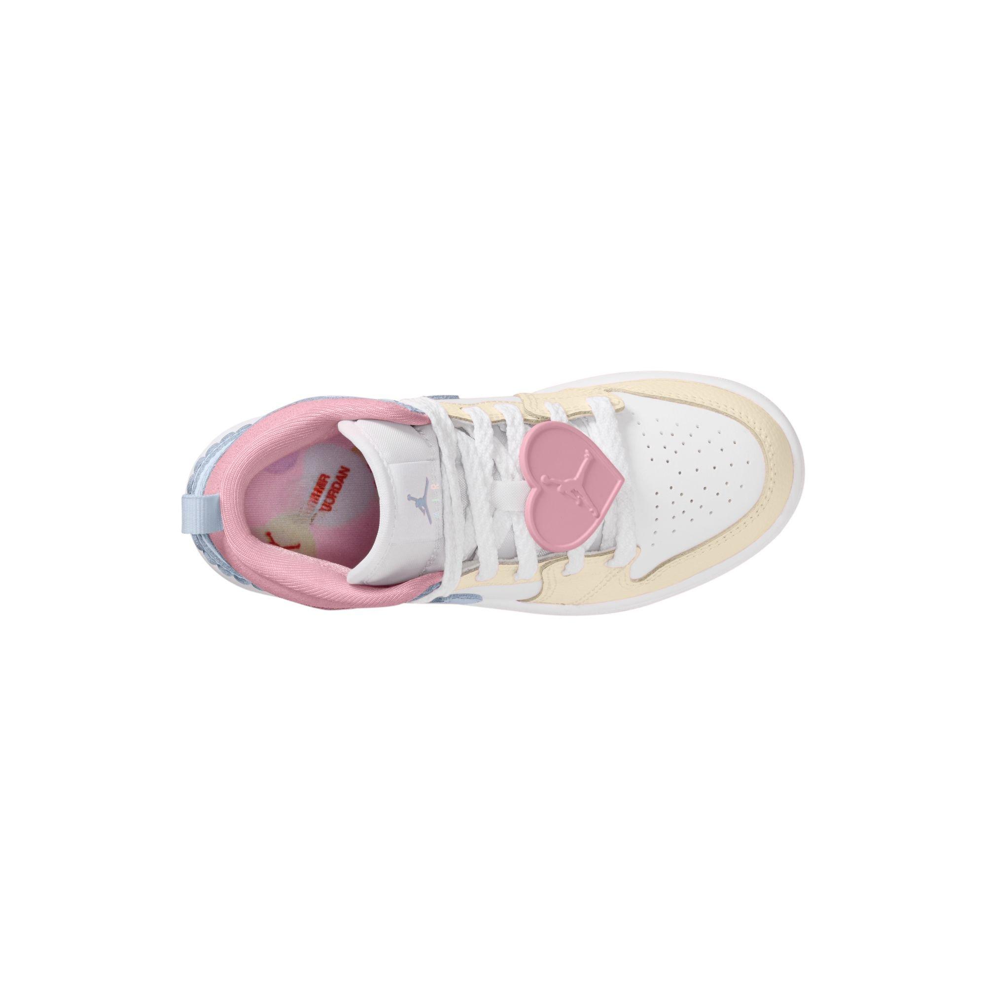 Jordan 1 Mid SE "Half Blue/Pale Ivory/White" Preschool Girls' Shoe - BLUE/PINK Thumbnail View 8