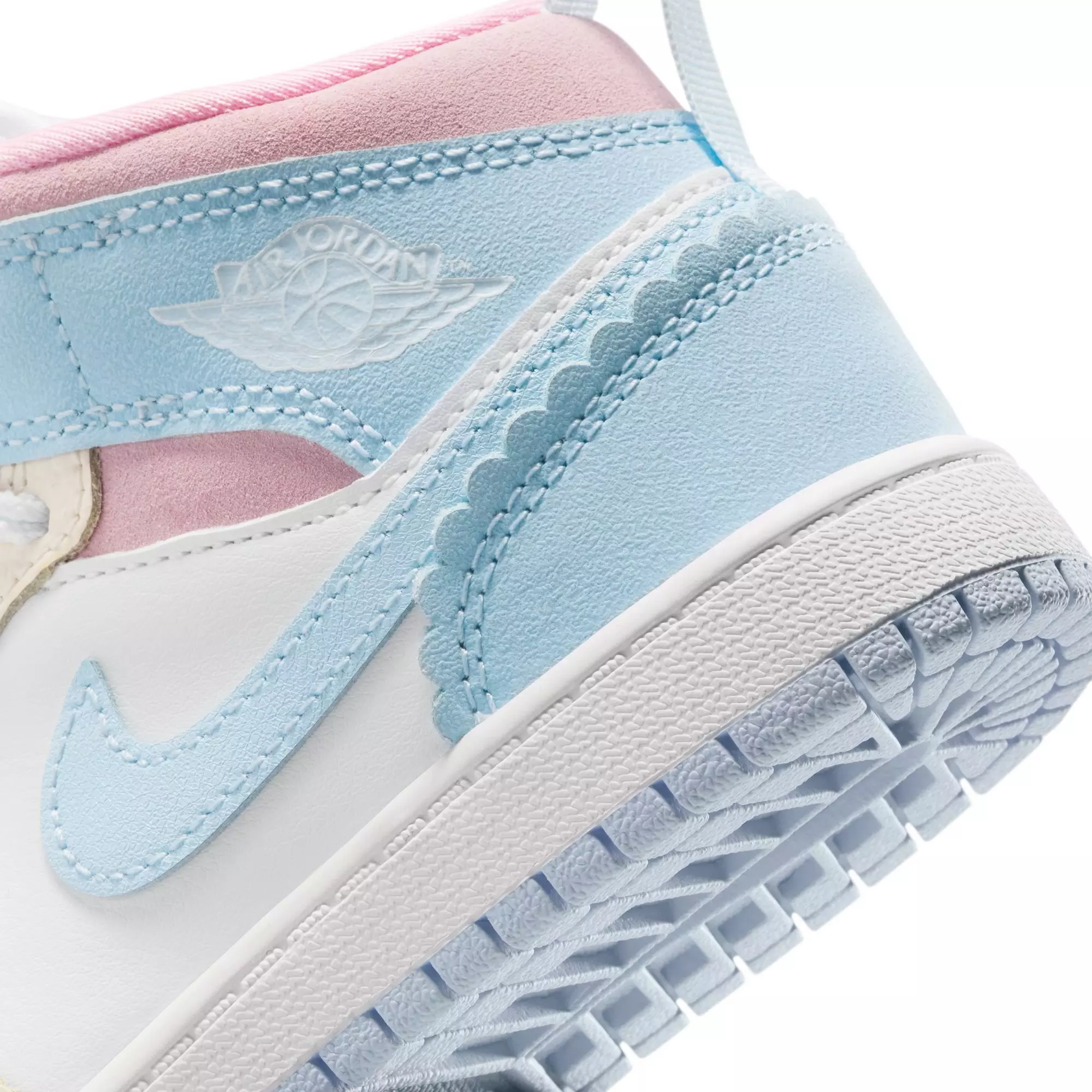 Jordan 1 Mid SE "Half Blue/Pale Ivory/White" Preschool Girls' Shoe - BLUE/PINK