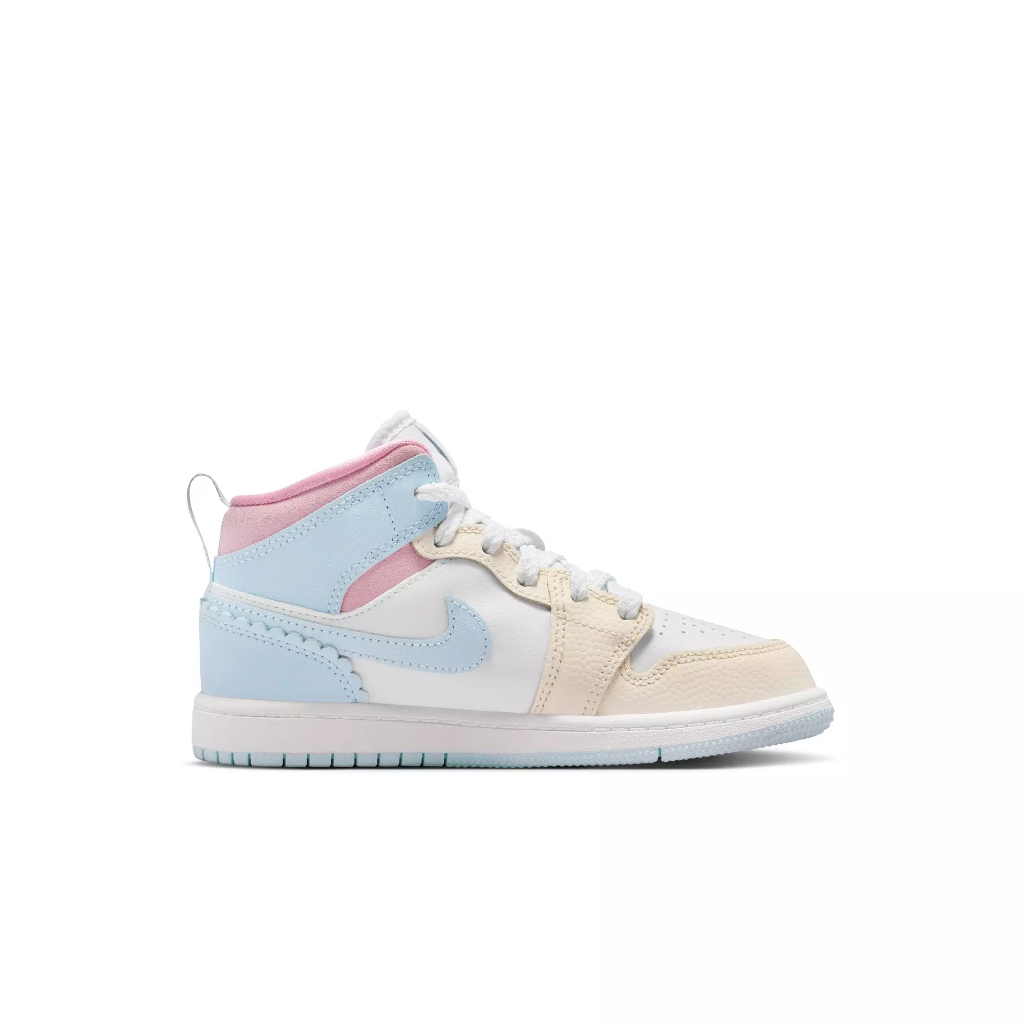 Jordan 1 Mid SE "Half Blue/Pale Ivory/White" Preschool Girls' Shoe - BLUE/PINK