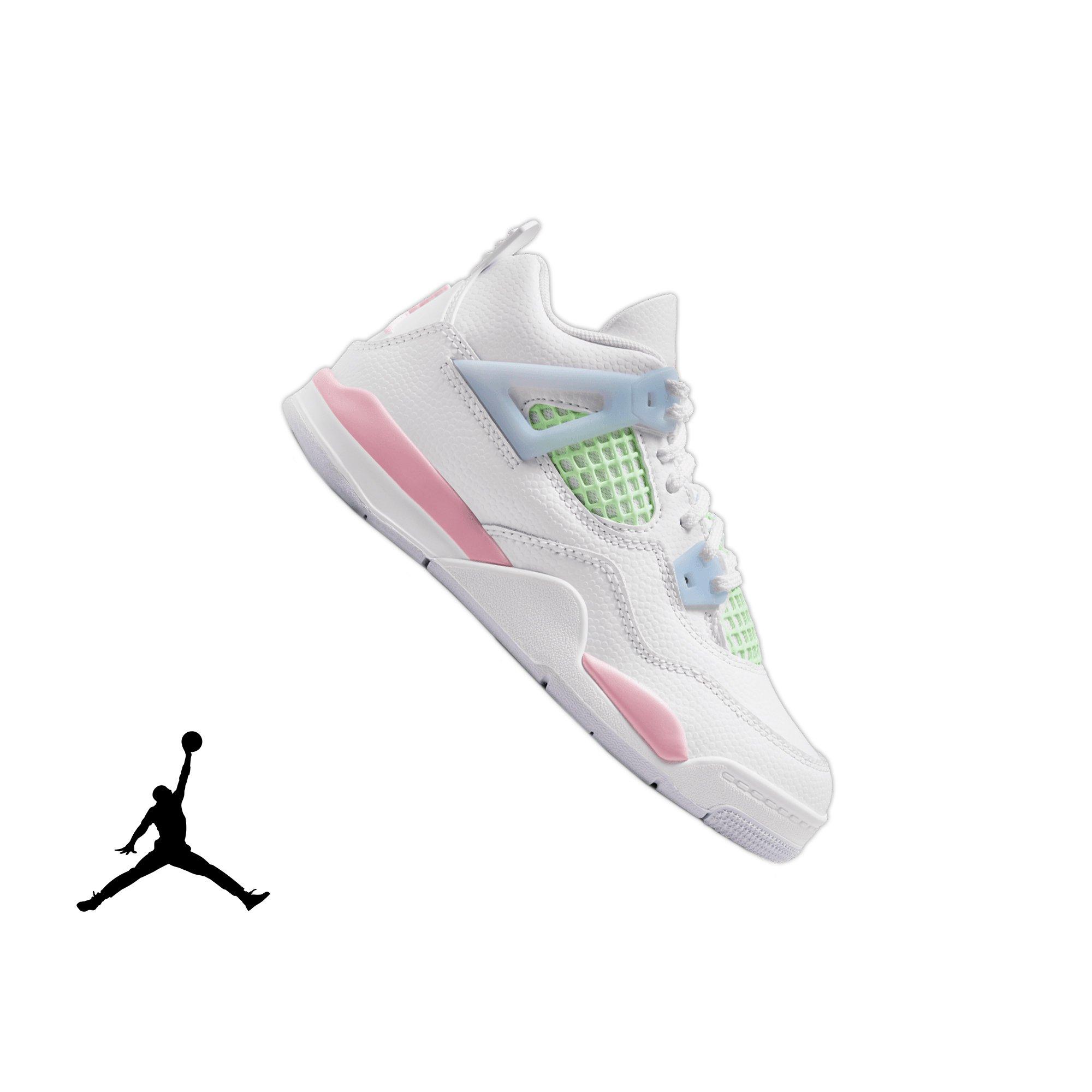 Jordan 4 Retro &ldquo;Valentine's Day&rdquo; Preschool Kids' Shoe - WHITE/SOFT PINK/HALF BLUE Thumbnail View 1