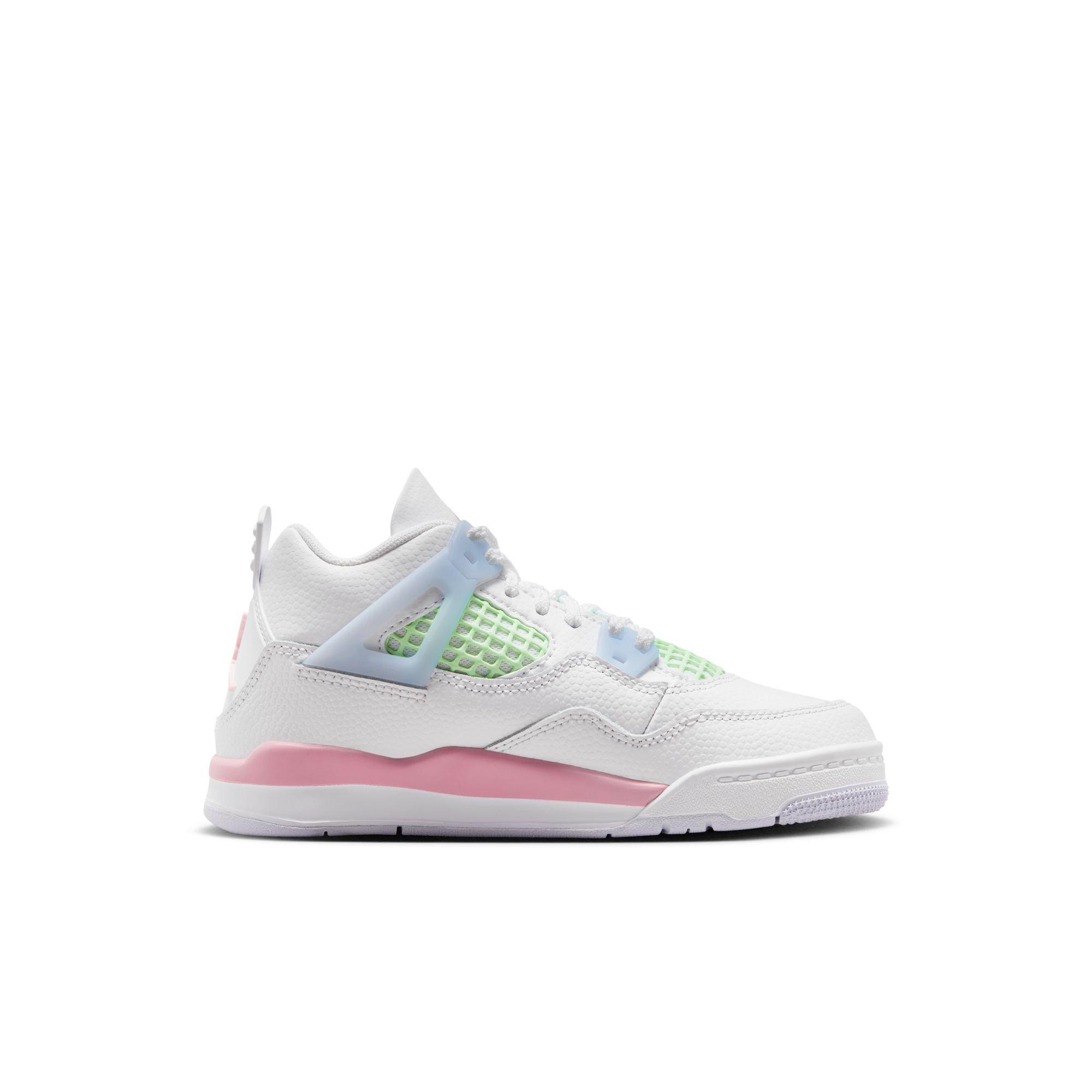 Jordan 4 Retro &ldquo;Valentine's Day&rdquo; Preschool Kids' Shoe - WHITE/SOFT PINK/HALF BLUE Thumbnail View 3