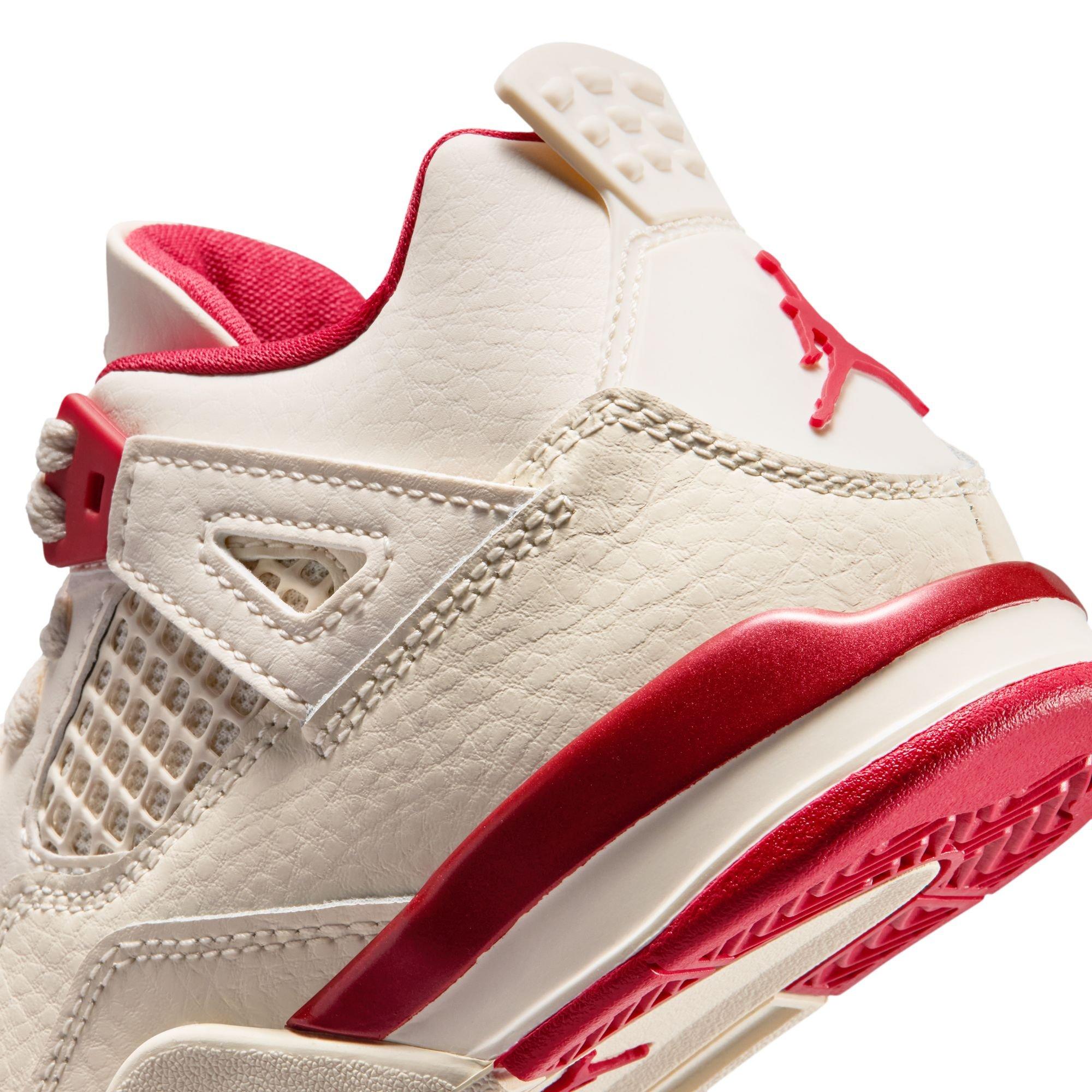 Jordan 4 Retro &ldquo;Sierra Red&rdquo; Preschool Girls' Shoe - PALE IVORY/SIERRA RED Thumbnail View 6