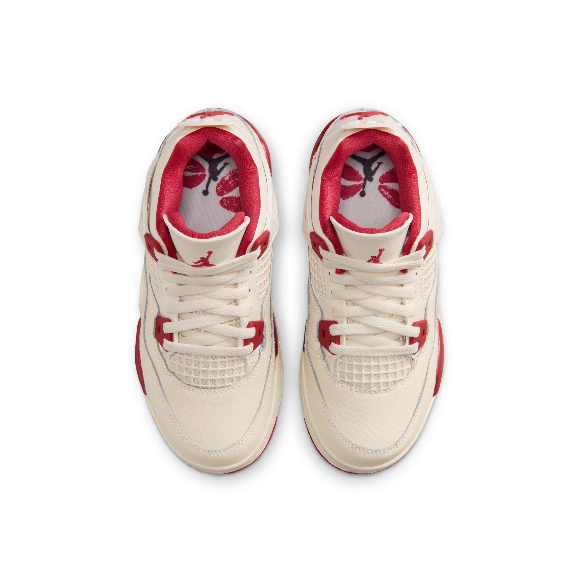 Jordan 4 Retro &ldquo;Sierra Red&rdquo; Preschool Girls' Shoe - PALE IVORY/SIERRA RED Thumbnail View 10