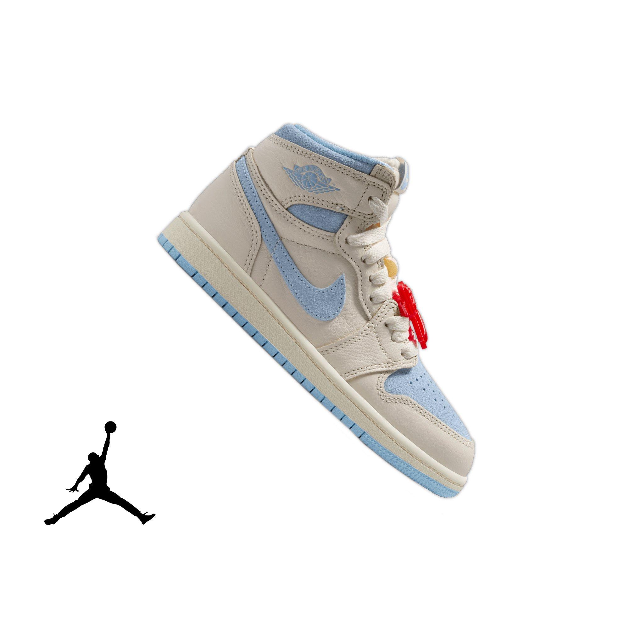 Jordan 1 Retro High OG &ldquo;Psychic Blue&rdquo; Preschool Girls' Shoe - PALE IVORY/PSYCHIC BLUE/COCONUT MILK Thumbnail View 1